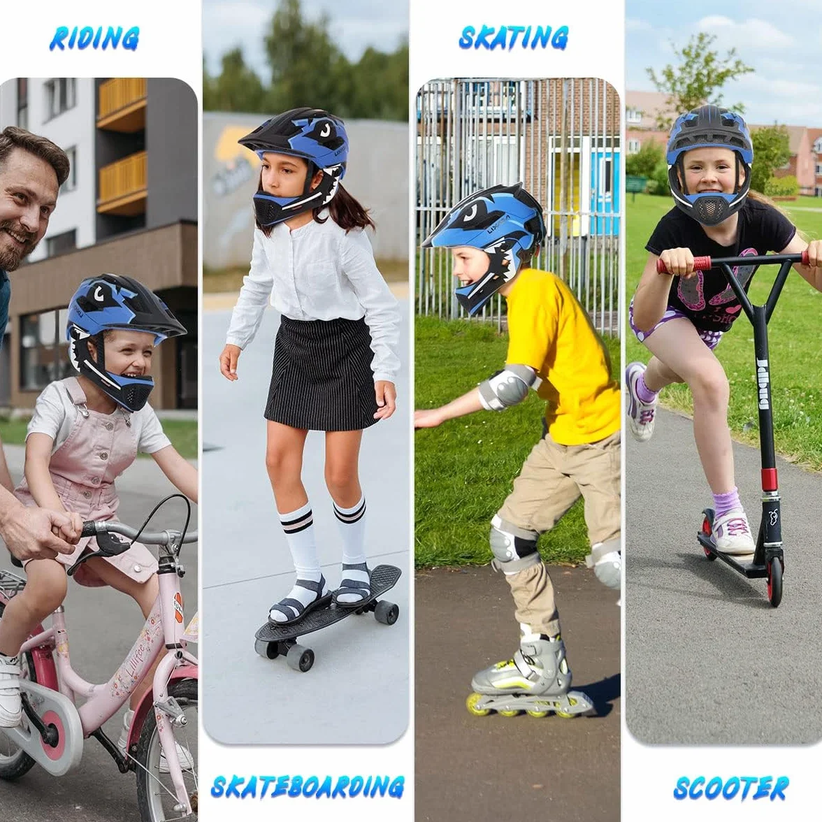LIXADA Casques de Vélo Enfants Casque Intégral Détachable Casque de Sécurité Sportive pour Vélo Skateboarding Roller Skating roulettes