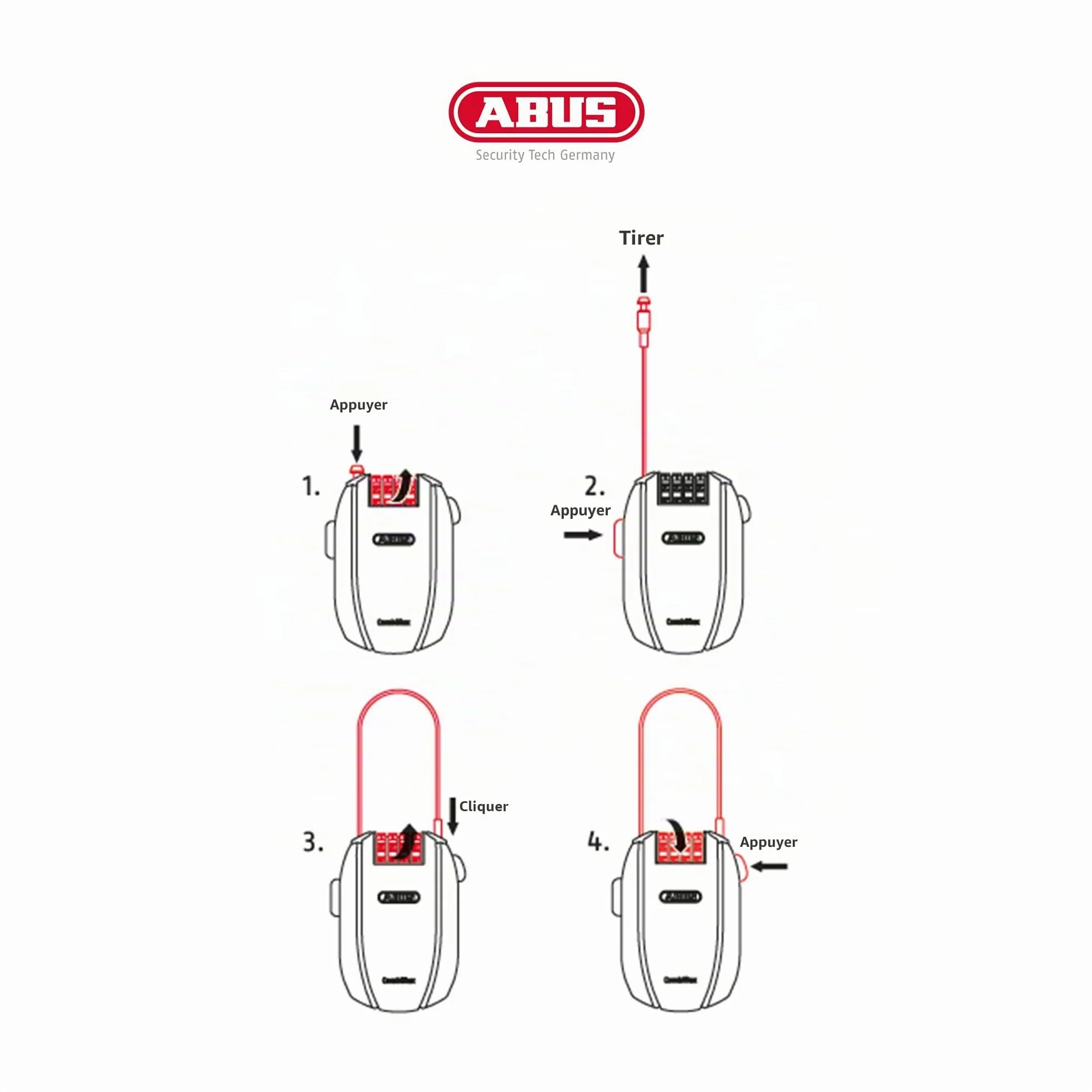 ABUS Antivol à câble Combiflex - Antivol pour sécuriser les skis, le casque, la poussette et les bagages - diverses longueurs et épaisseurs
