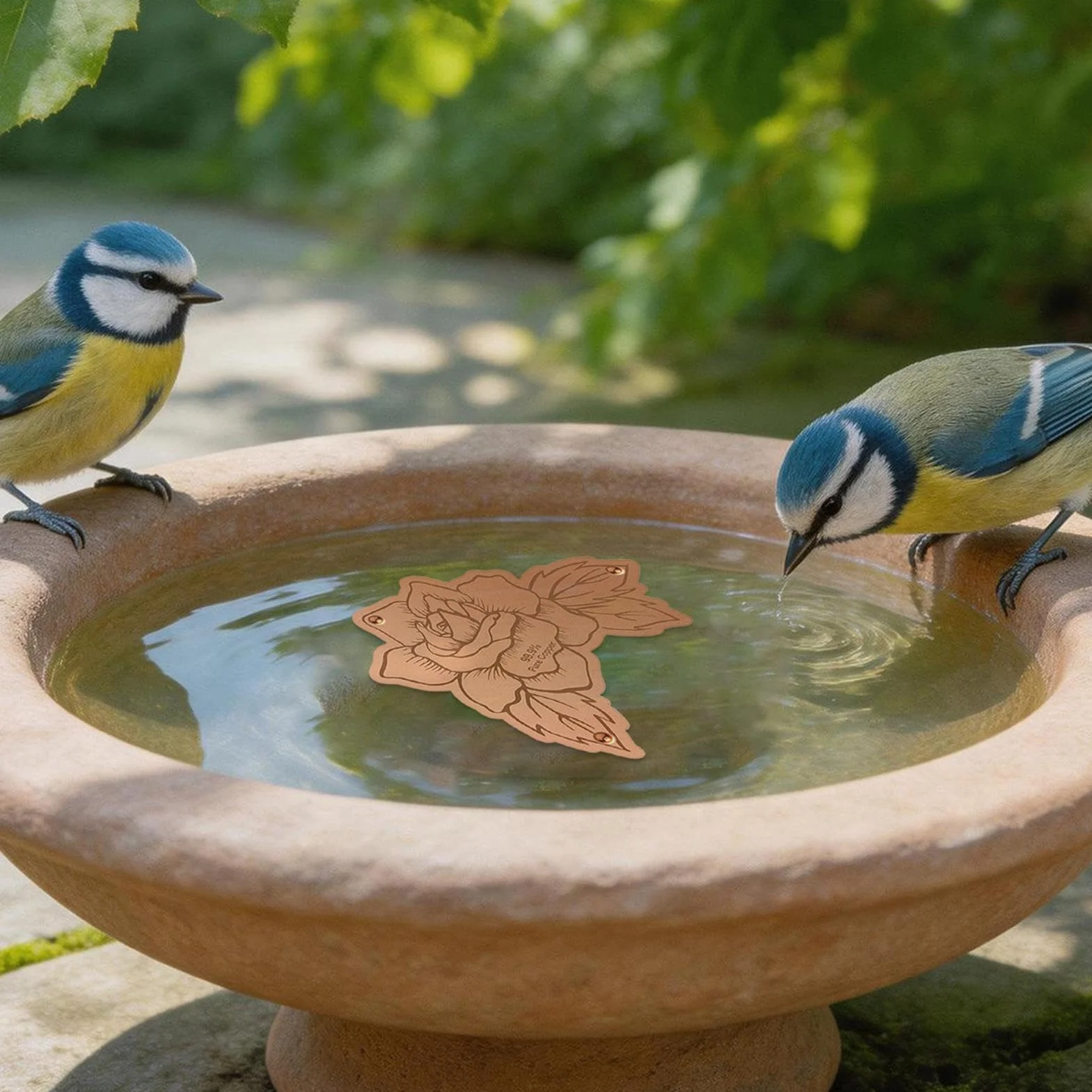 Disque en cuivre purificateur d'eau pour bain d'oiseaux - Extérieur Jardin
