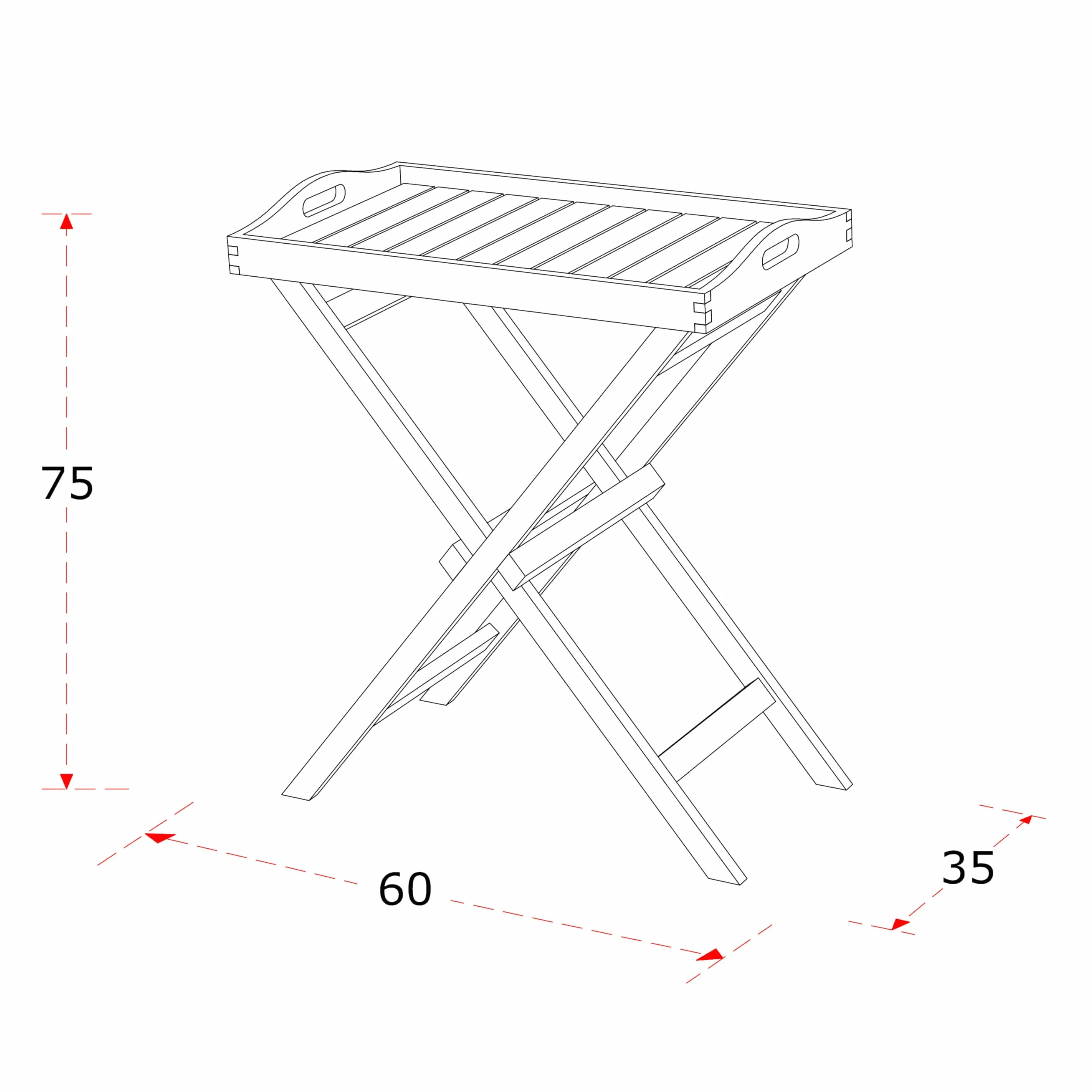 AXI Lora Chariot de Service Teck Plateau Amovible 93x62x84 cm
