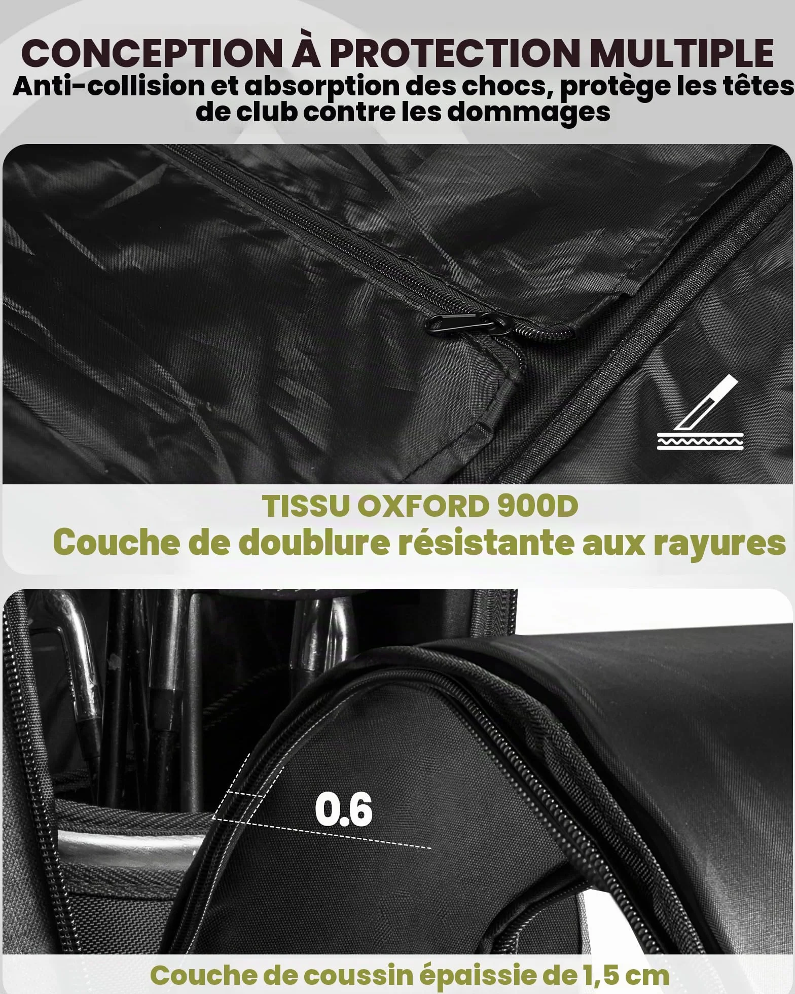 OutdoorMaster Sac de Voyage rembourré avec Roues renforcées, Oxford 900D Robuste résistant à l'usure et imperméable, Sac de Voyage pour Club de Golf à côtés Souples, Compartiment pour Chaussures et