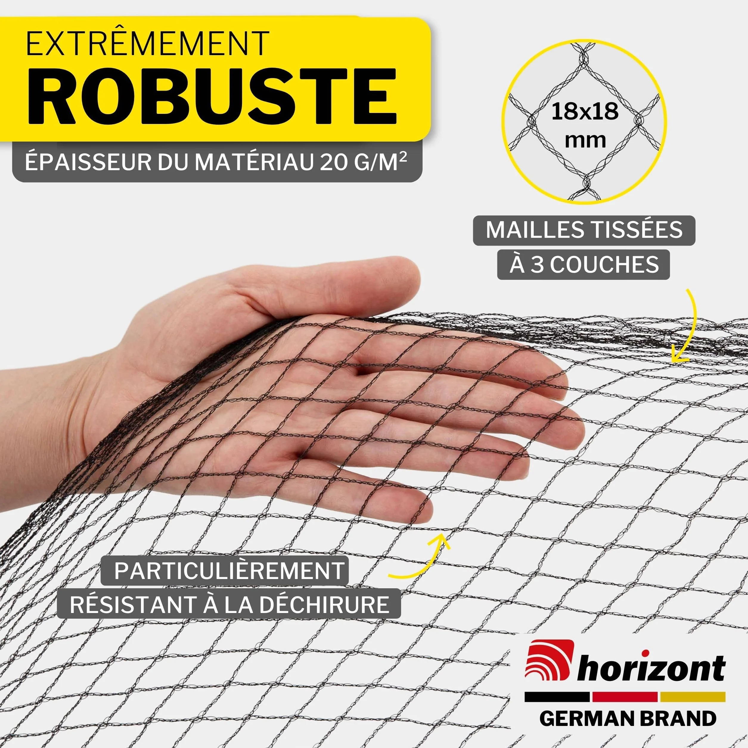 Filet de Protection pour étang à Mailles Fines 4 x 10 m Noir 18 x 18 mm Indéchirable résistant aux intempéries Protection Oiseaux Oiseaux de Proie
