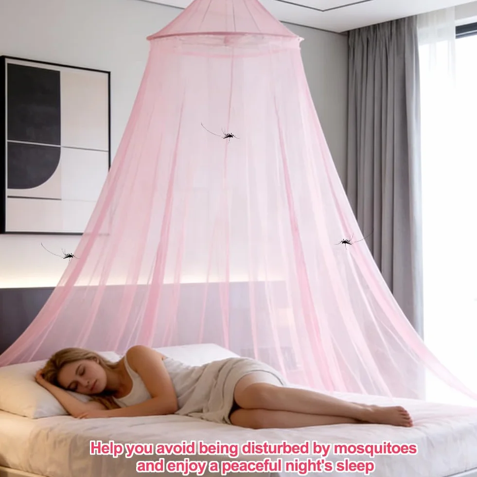 Moustiquaire de lit Dome, Moustiquaire pour Lit Double, Grand Moustiquaire pour Lit, Facile à Installer, pour Un Usage Domestique Intérieur et Extérieur pour Prévenir Les Moustiques - Rose
