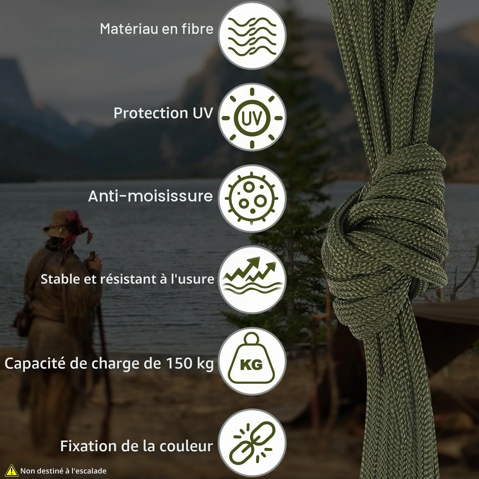 Paracorde 5 Pièces 33ft 10m 4mm 7 Brins Corde Nylon Cordelette pour l'artisanat Camping Bricolage