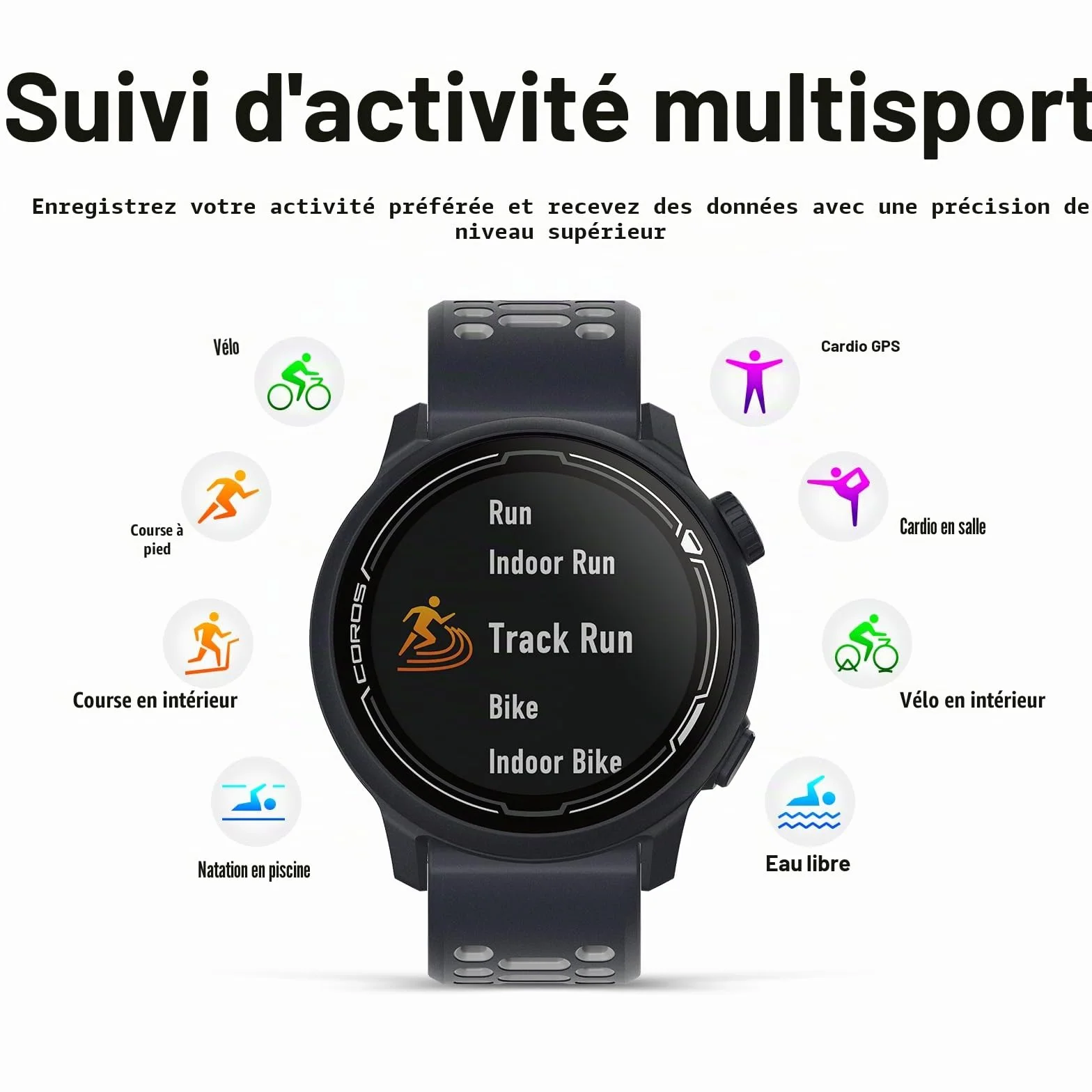 COROS Pace 2 Montre GPS de Sport Cardiofréquencemètre 20 Jours Batterie Baromètre Suivi du Sommeil Course à Pied