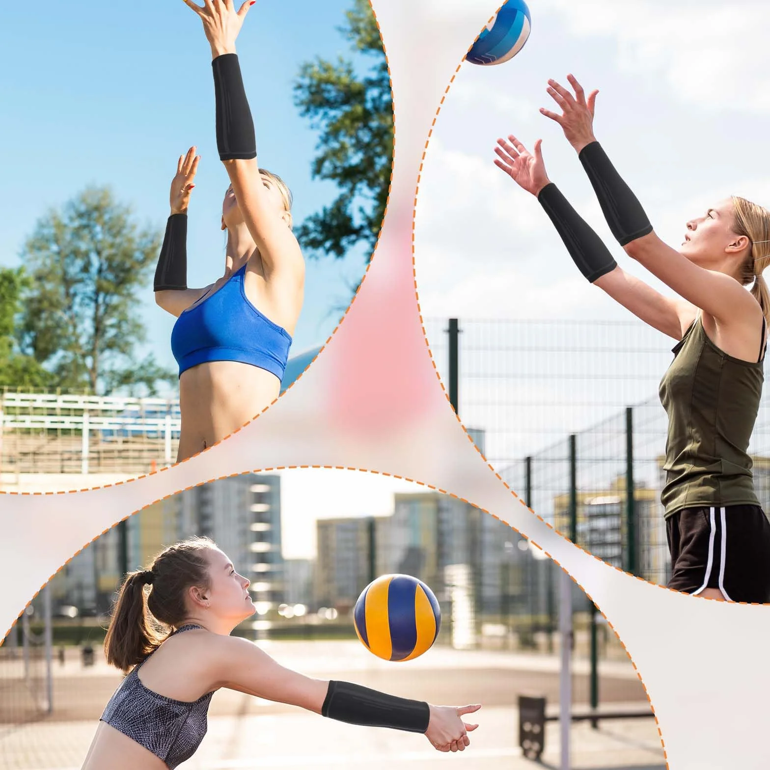 Ptwola Lot de 2 manchons de compression pour bras de volley-ball, frapper l'avant-bras, baseball, football, basket-ball, sport, entraînement, protection pour jeunes enfants et adultes