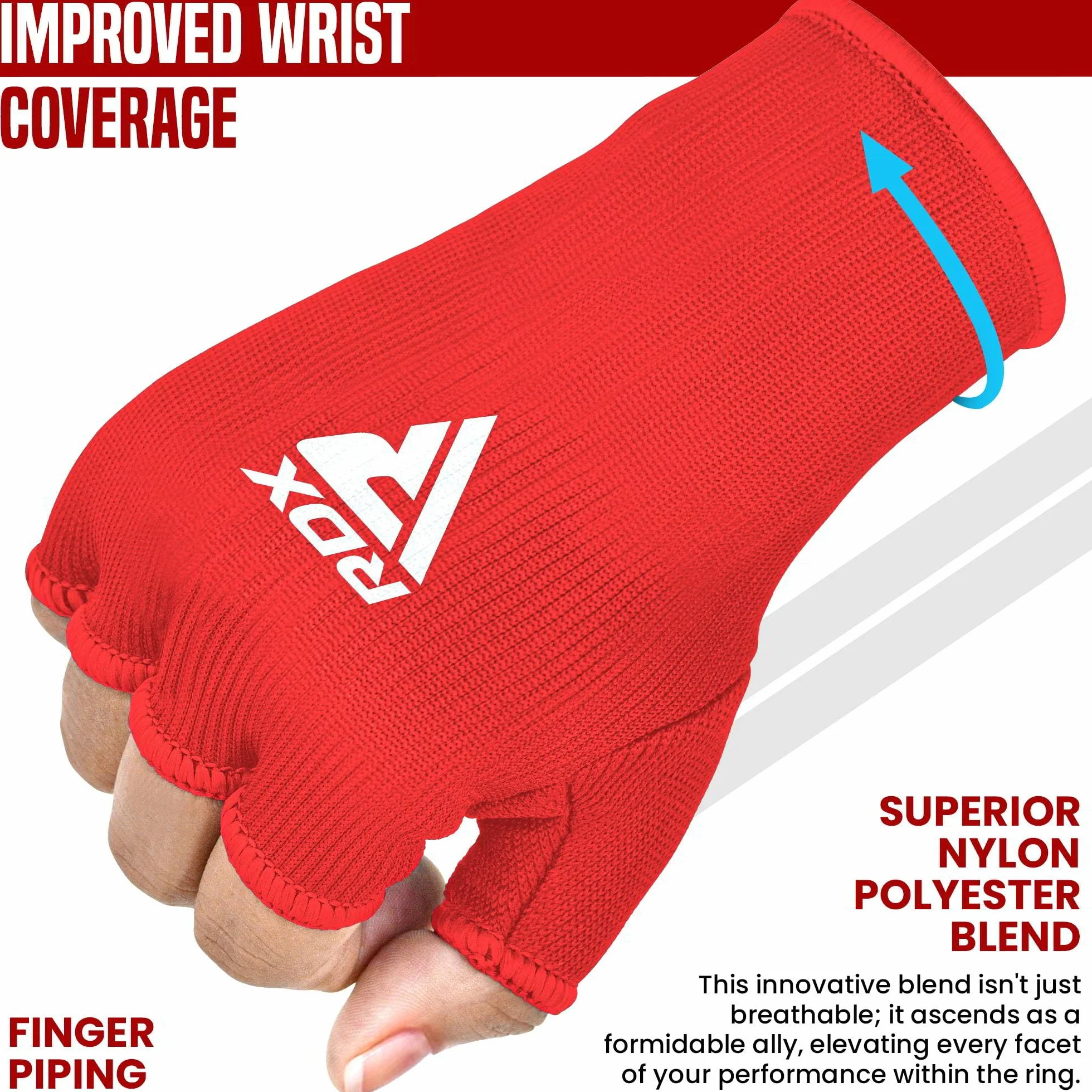 RDX Bandes Boxe sous Gants, Élastiqué Protege Main Sparring Arts Martiaux Protecteur de Poing, Boxing Inner Gloves Hand Wraps, Gants de Frappe Boxeur Adulte Femme Homme