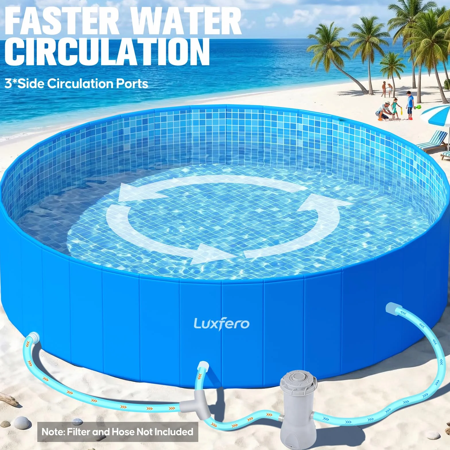 Luxfero Piscine Tubulaire Ronde Hors Sol Metal Frame Épaissi 228 x 228 x 50 cm Pliable