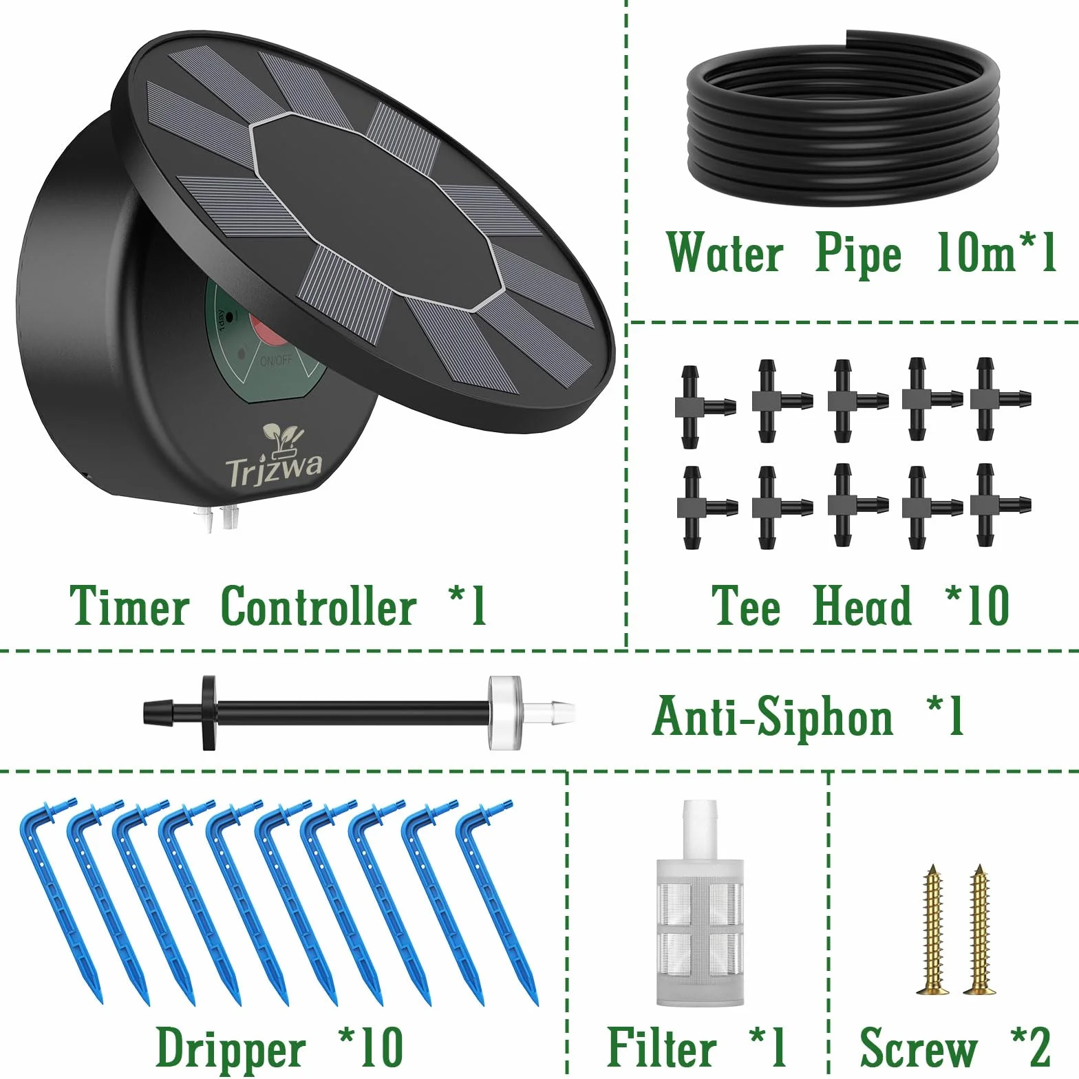 Kit Arrosage Goutte à Goutte Énergie Solaire 10M Tuyau Arrosage Automatique avec Programmateur pour Jardin Plante
