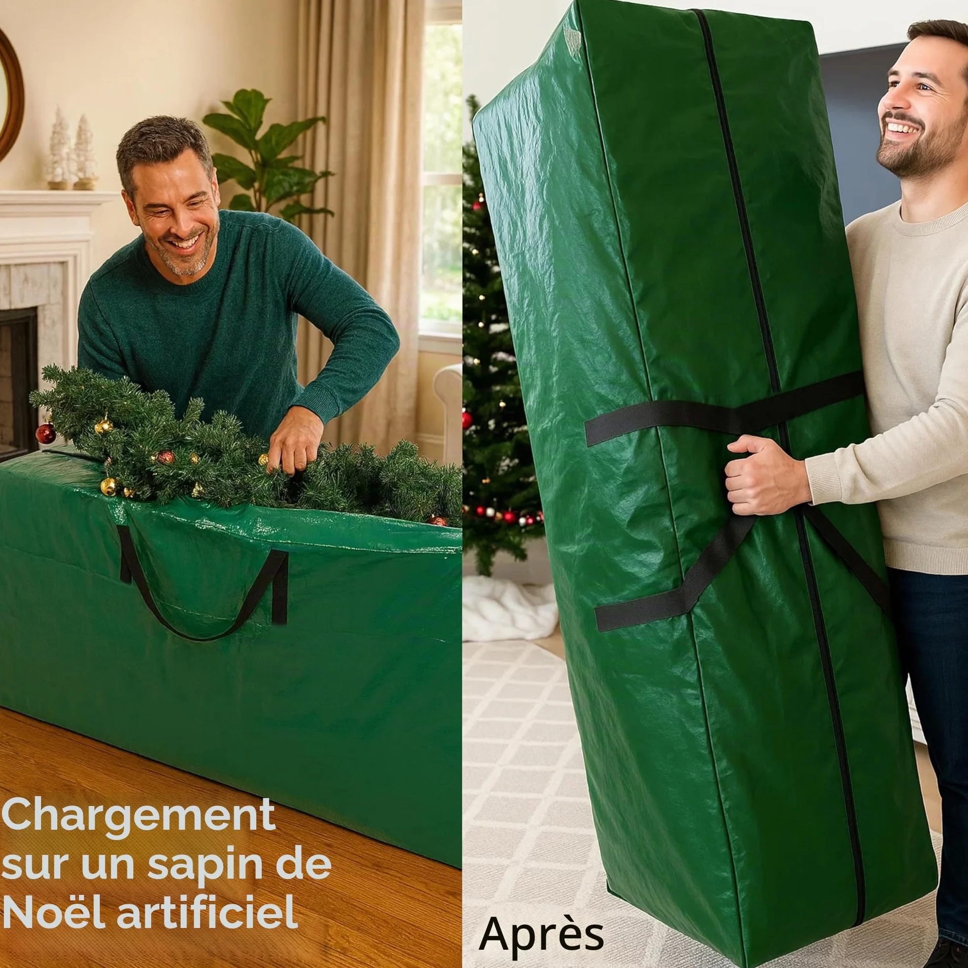 ARSUK Sac de rangement pour sapin de Noël 1,8 m 2,1 m extra large poignées renforcées double fermeture éclair