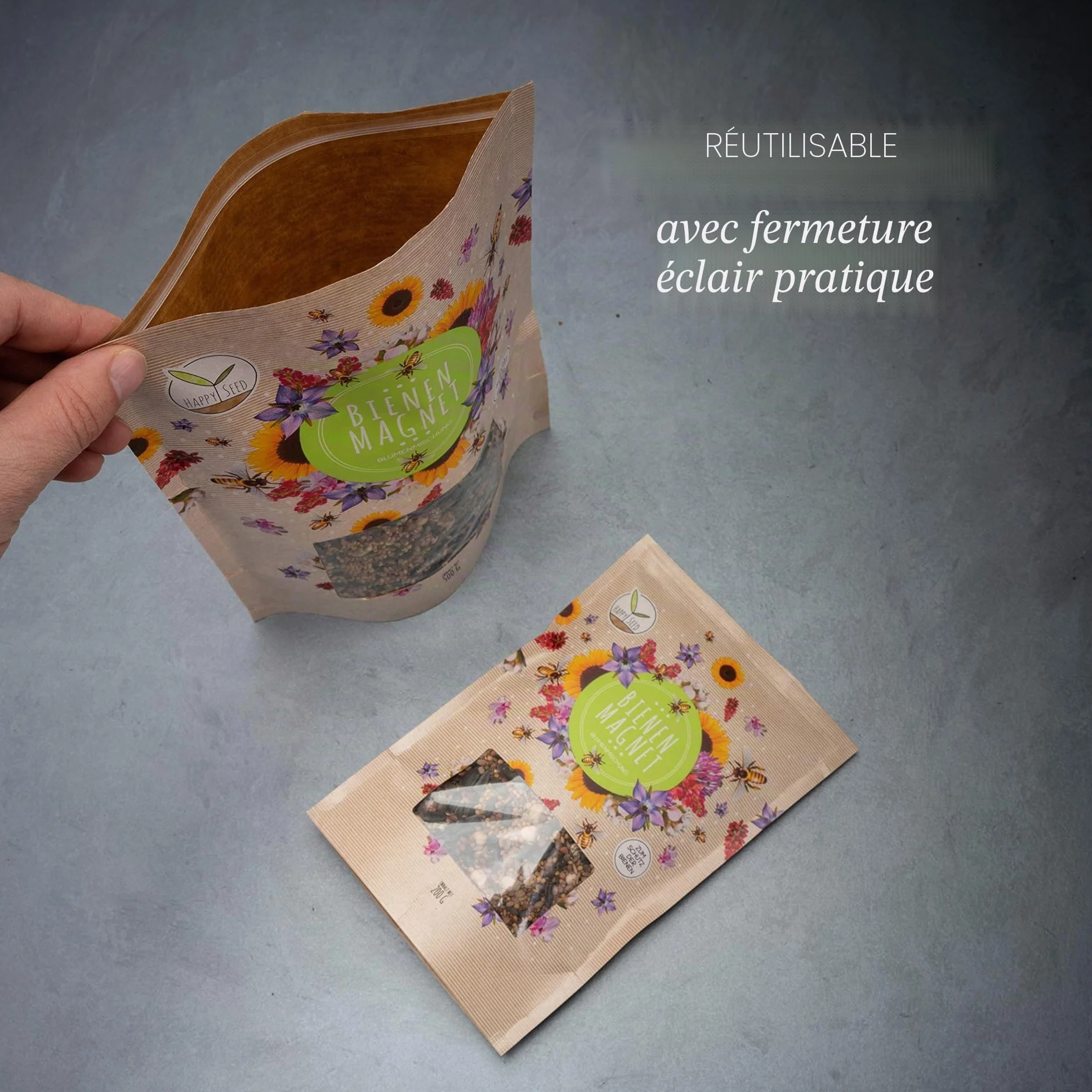 Graines de prairie colorées 100 g pour abeilles et papillons - Fleurs sauvages multicolores riches en nectar