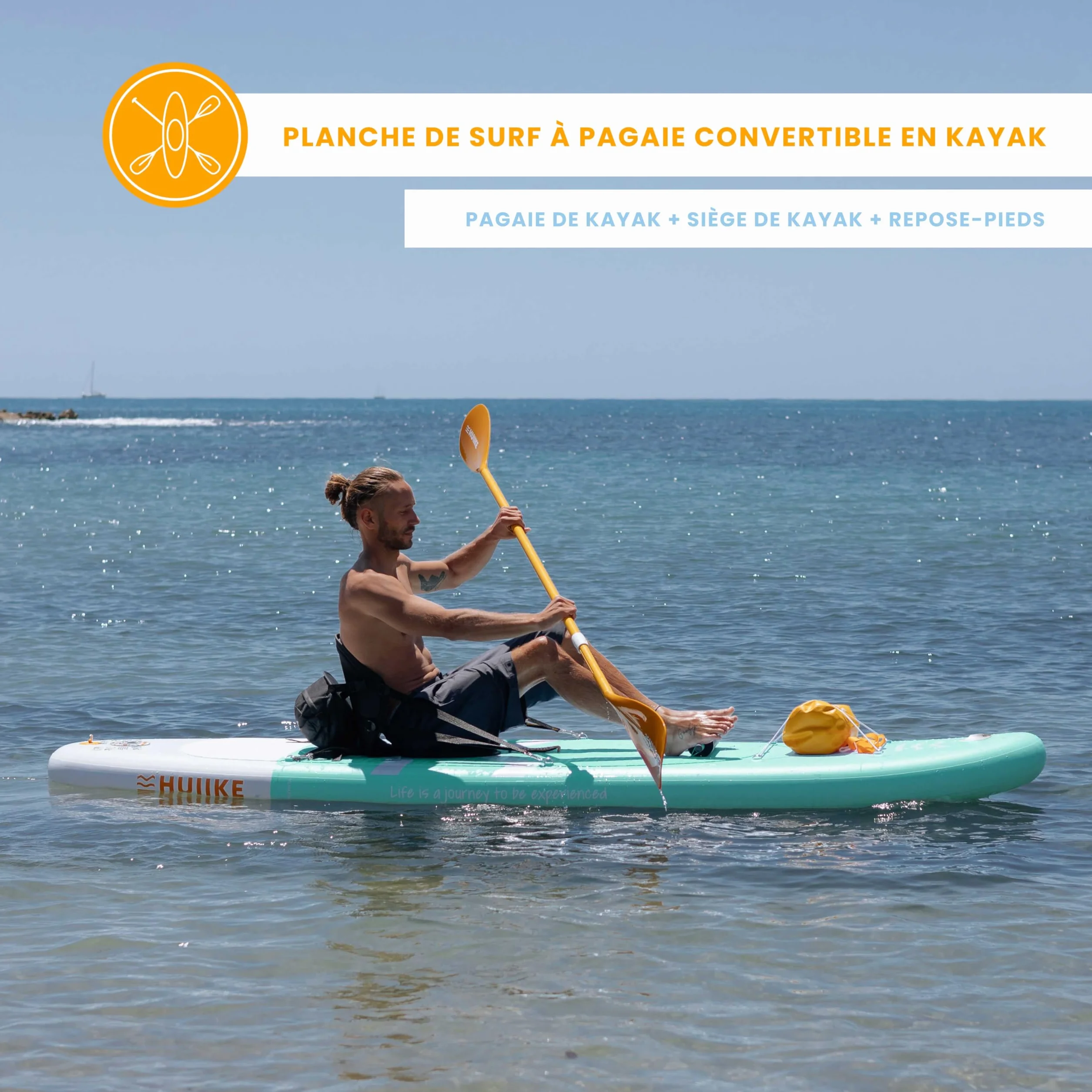 HUIIKE Paddle Gonflable Adulte avec Accessoires Inclus, Pagaie, Ailerons, Pompe. Planche de Stand Up Paddle Grande Stabilité et Résistance. 305 x 84 x 15 cm, Jusqu'à 130 kg