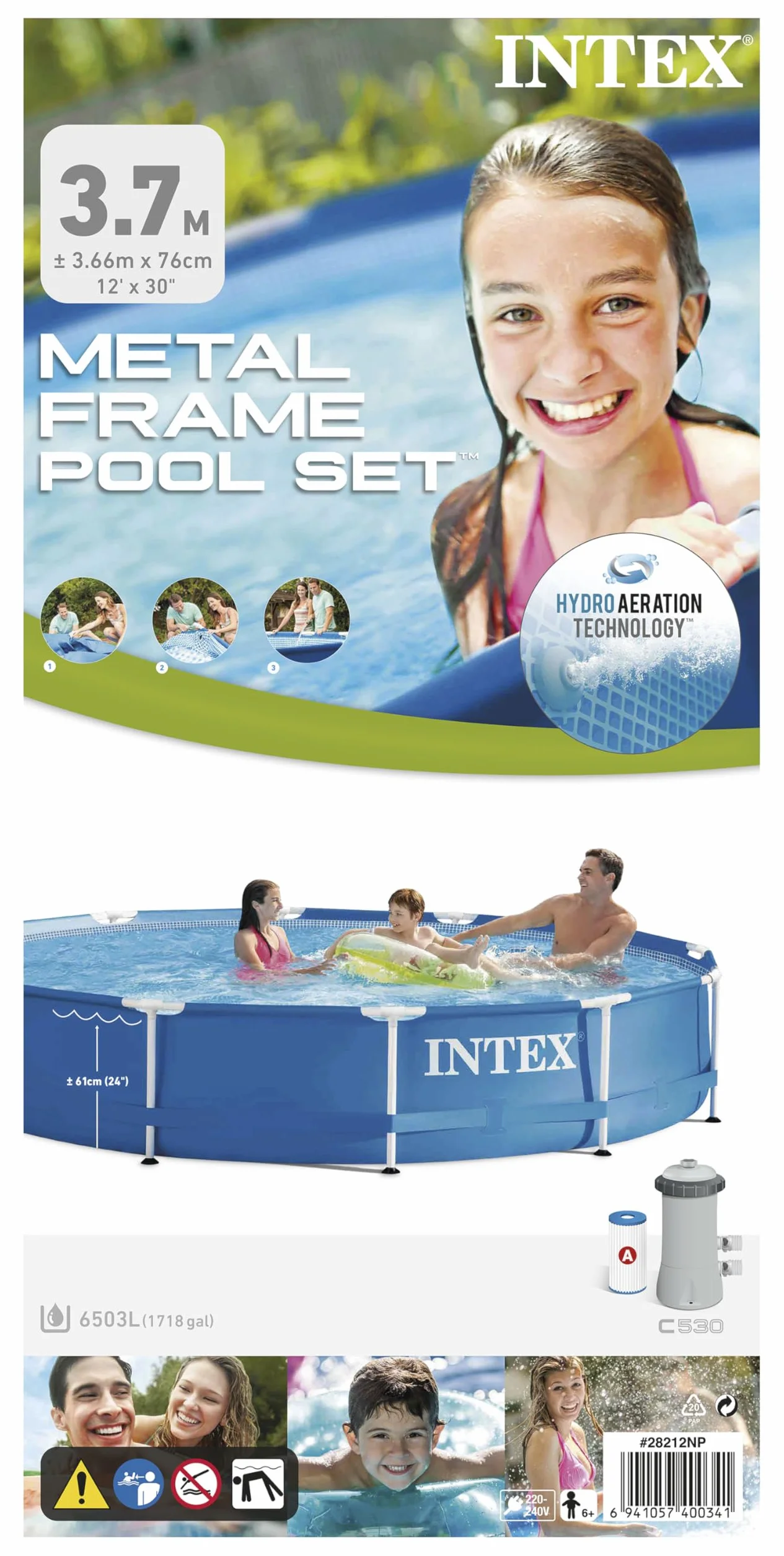 Intex Piscine hors-sol cadre métal 366 x 76 cm 28212GN