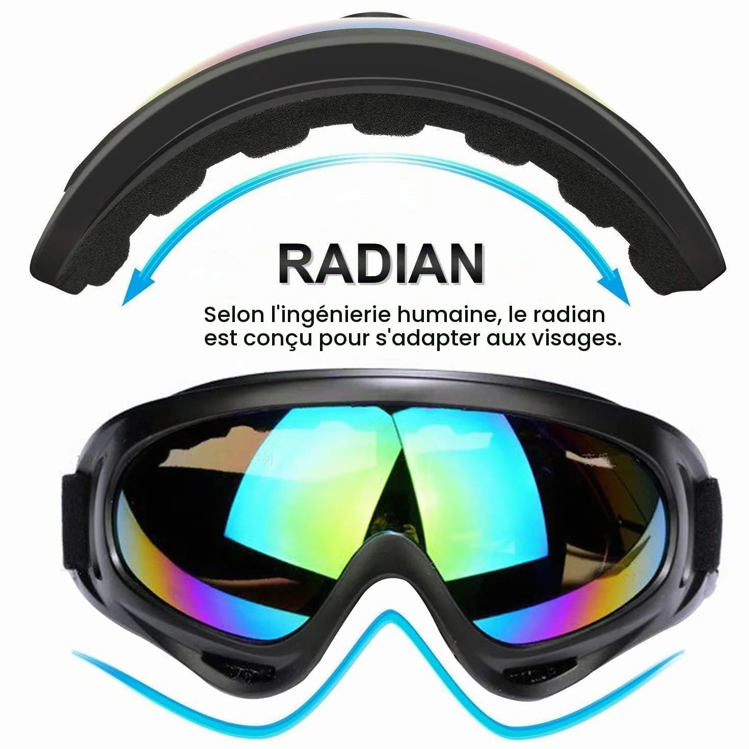 Lunettes de ski anti-UV anti-buée compatibles casque motocross snowboard
