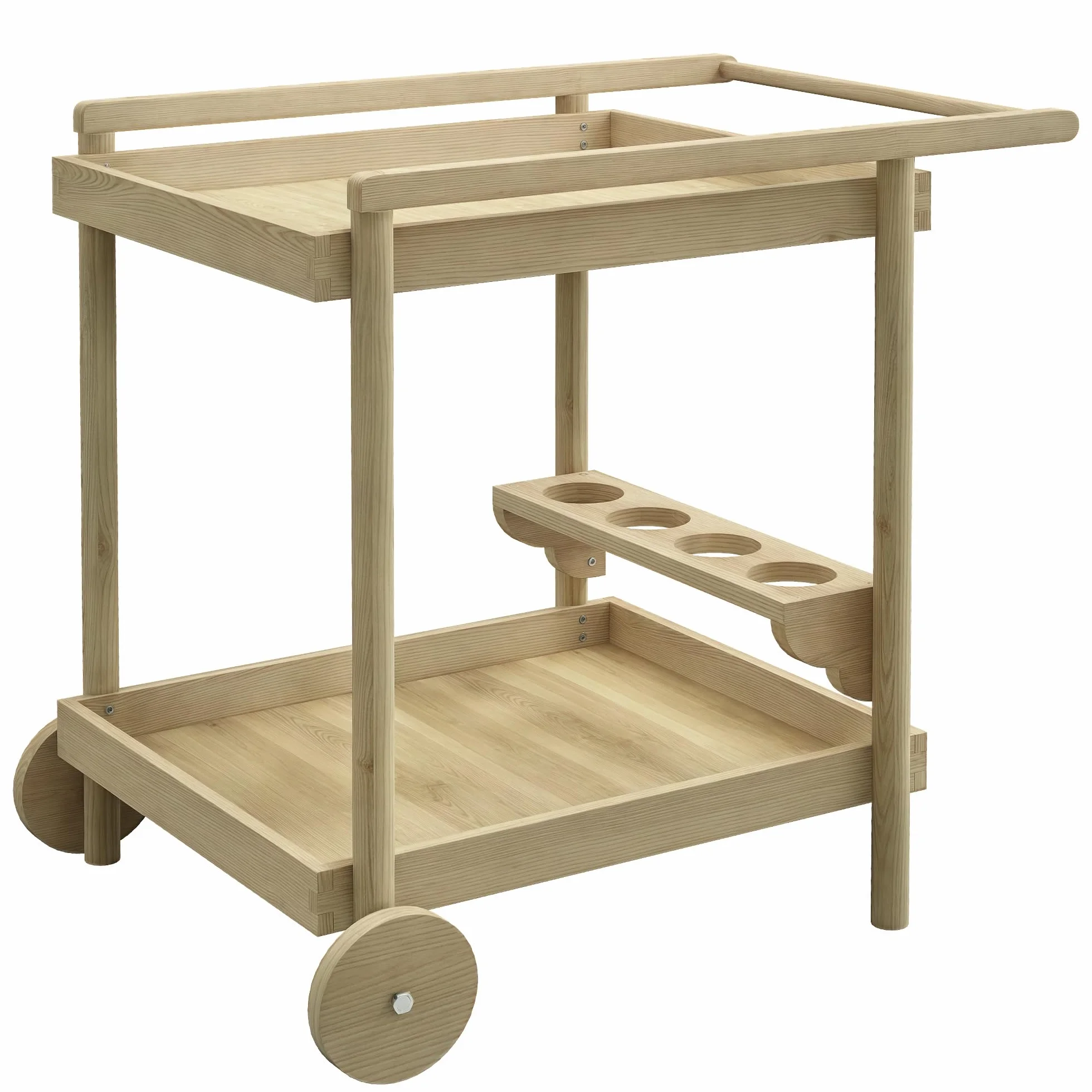 Outsunny Desserte de Jardin Chariot Barbecue en Bois 78x58,5x75 cm