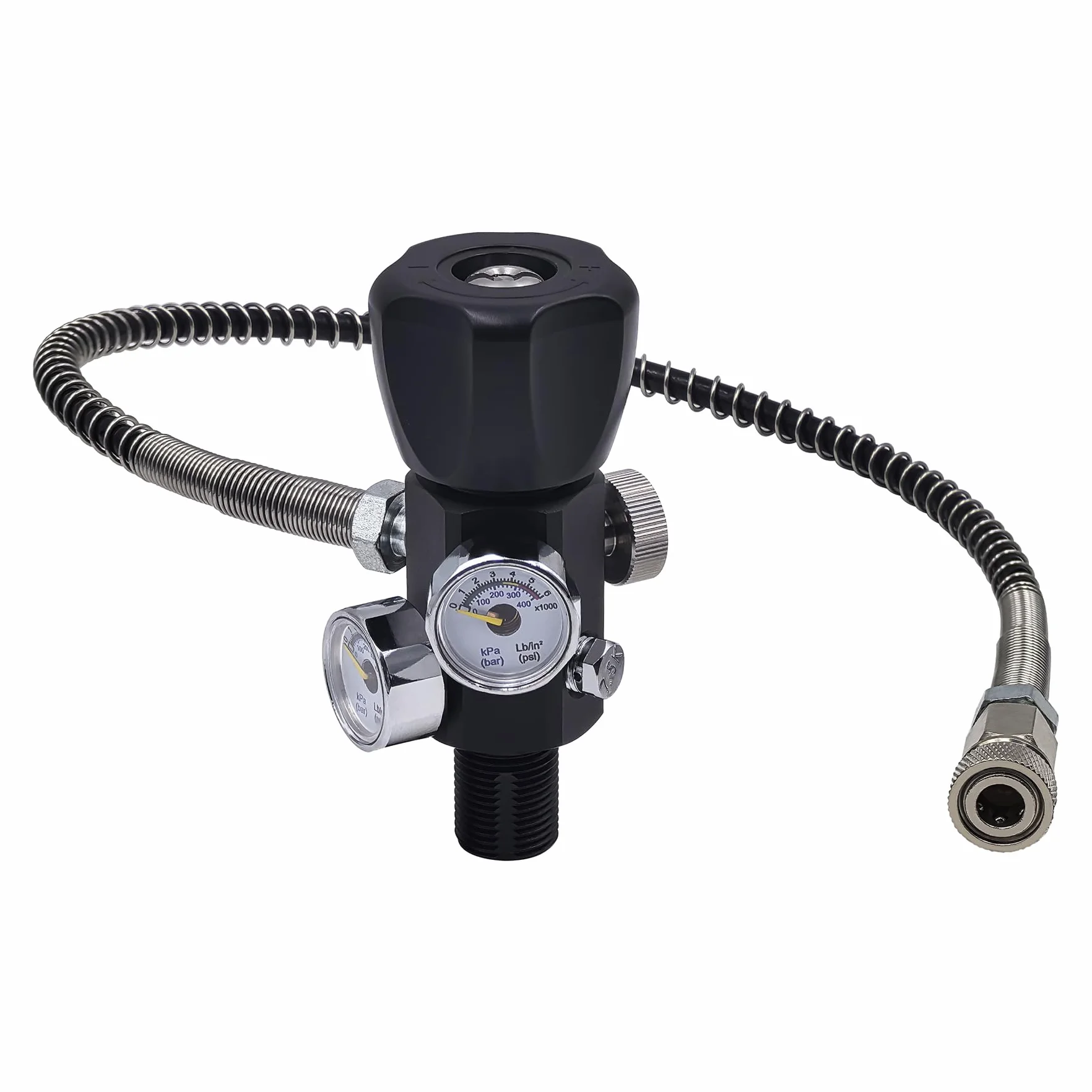 DRYHTEN Adaptateur de valve DIN 4500 psi / 300 bar tuyau 50 cm double jauge pour chargement Scuba Tank PCP