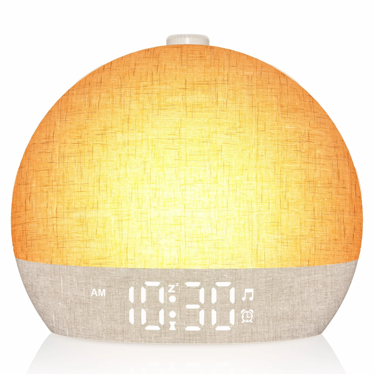 Réveil Lumineux Simulateur d'Aube, 20 Niveaux Luminosité, 30 Sons Naturels, 12 Couleurs, Veilleuse pour Enfant/Adulte