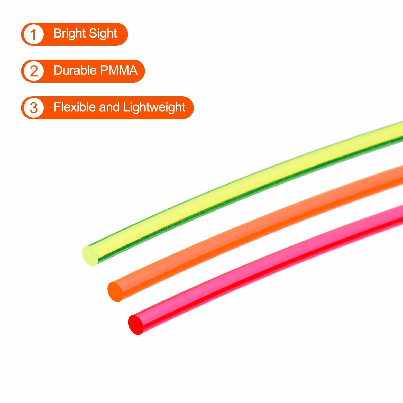 QUARKZMAN Remplacement Fibre Optique Vue Cannes, 6pcs 2.5mmx15cm PMMA pour Arcs Vues DIY Art Fluorescence Rouge Vert Orange