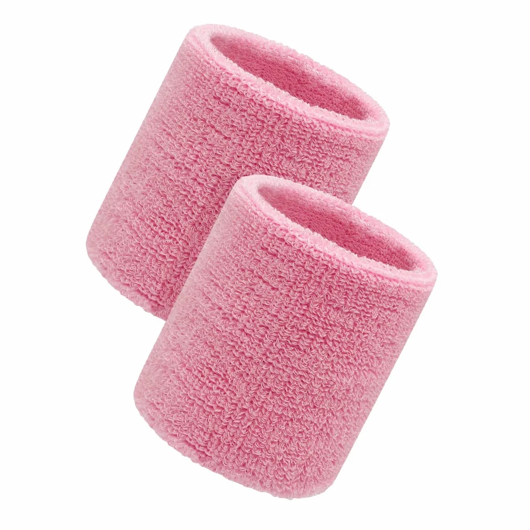Bracelets Serre Poignets Sport pour Gym Tennis Course Basketball (Rose)