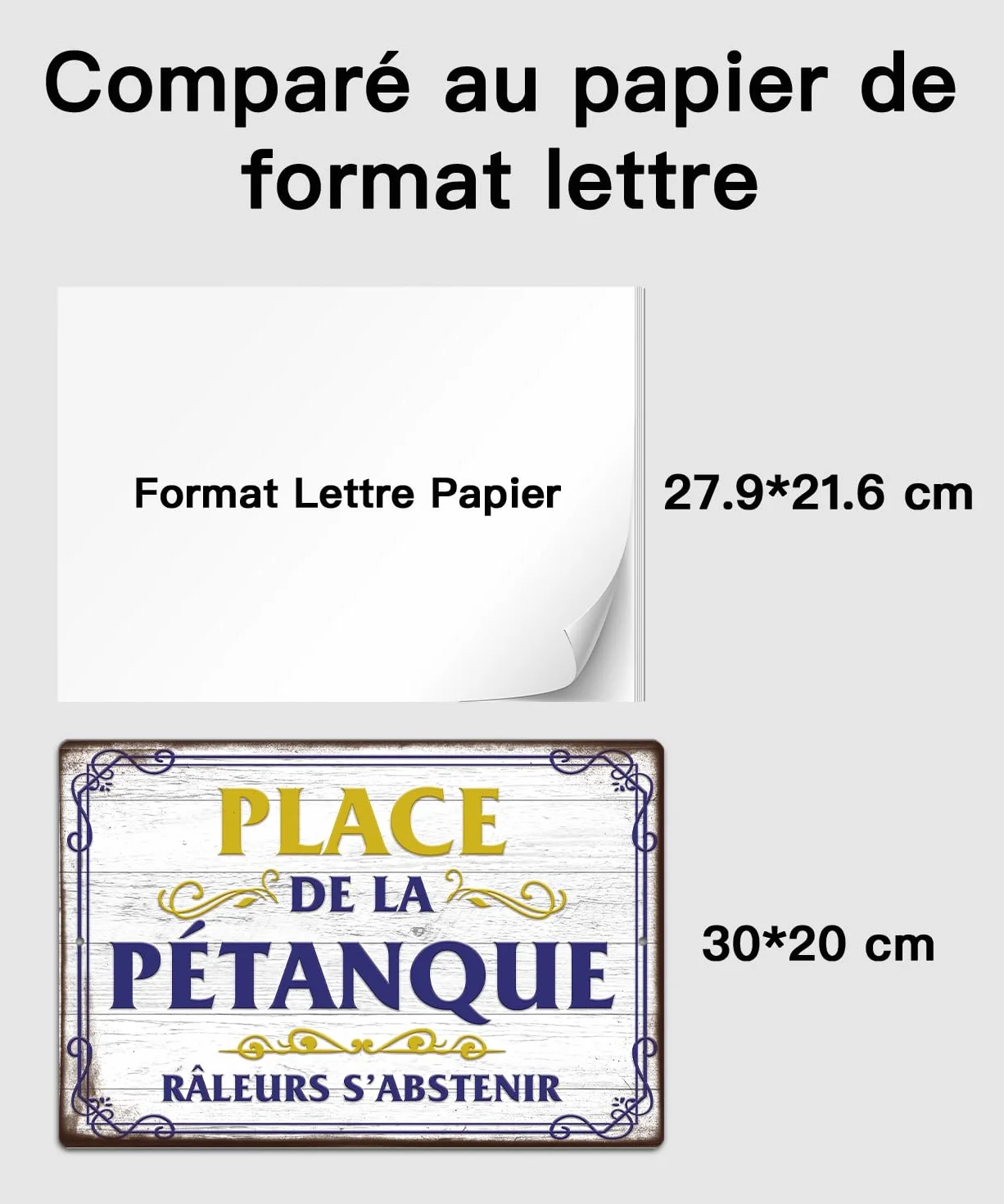 Plaque Métallique Place de la Pétanque 30x20 cm Panneau Vintage Aluminium Jardin Terrasse