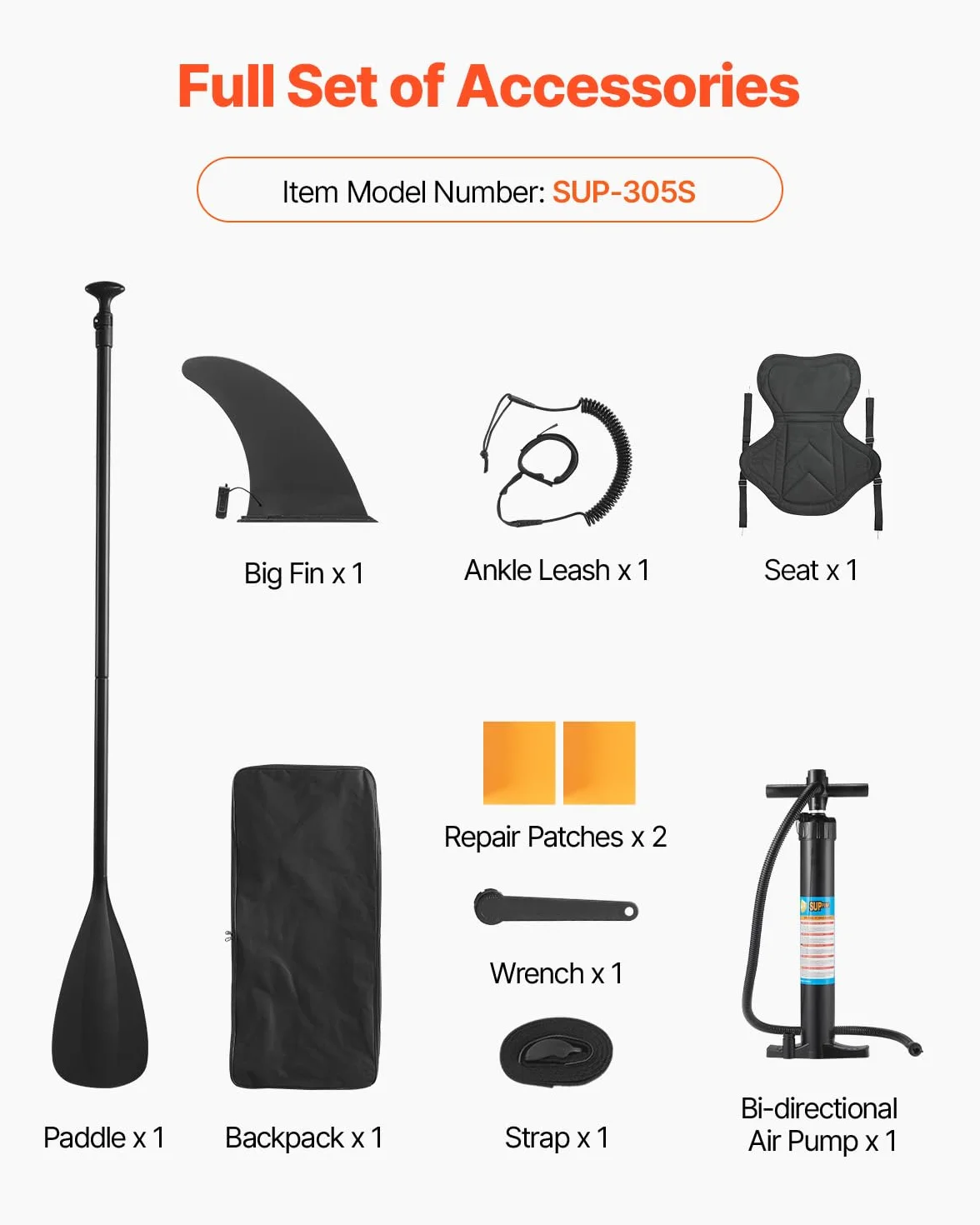 VEVOR Paddle gonflable avec siège, 304,8 x 83,8 x 15,2 cm, planche à pagaie debout sup ultra-légère avec accessoires, pompe, pagaie, aileron, sac à dos, laisse de cheville, sangle, pour jeunes adultes