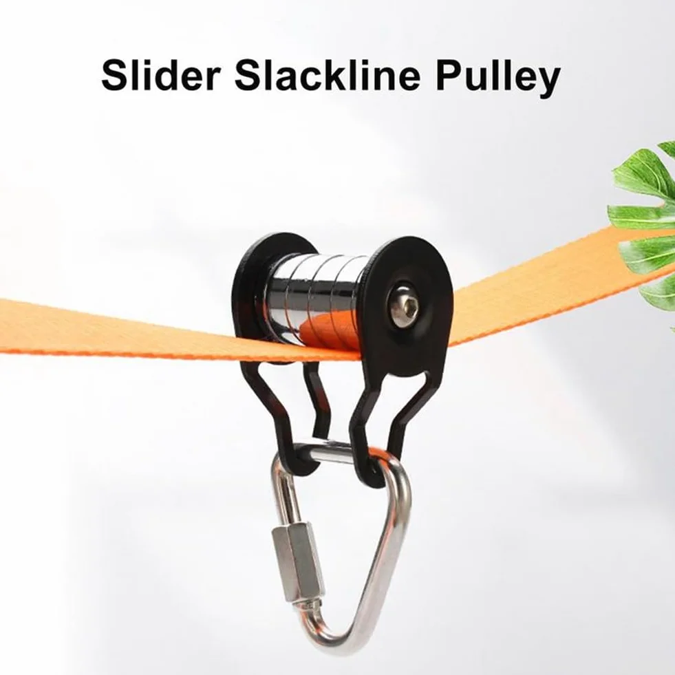 SweetSerenade Poulie Slackline avec mousqueton pour enfants dans le jardin - Fournitures d'entraînement pour fitness, parc, pelouse