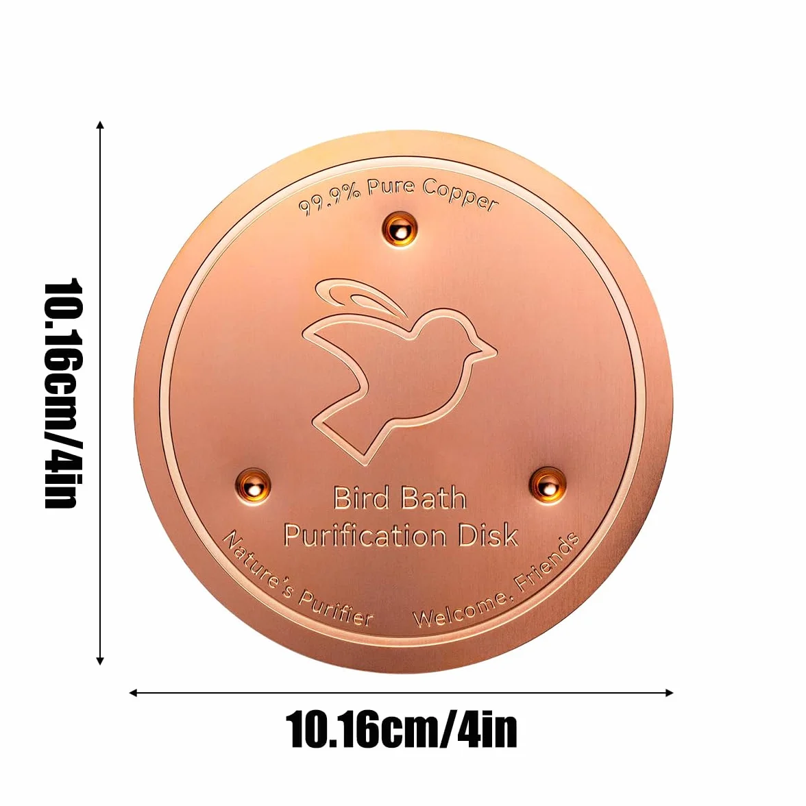 EHOTER Disque en Cuivre pour Bain d'oiseaux, Pur 99,99%, Conception Stable 3 Points (2PCS)