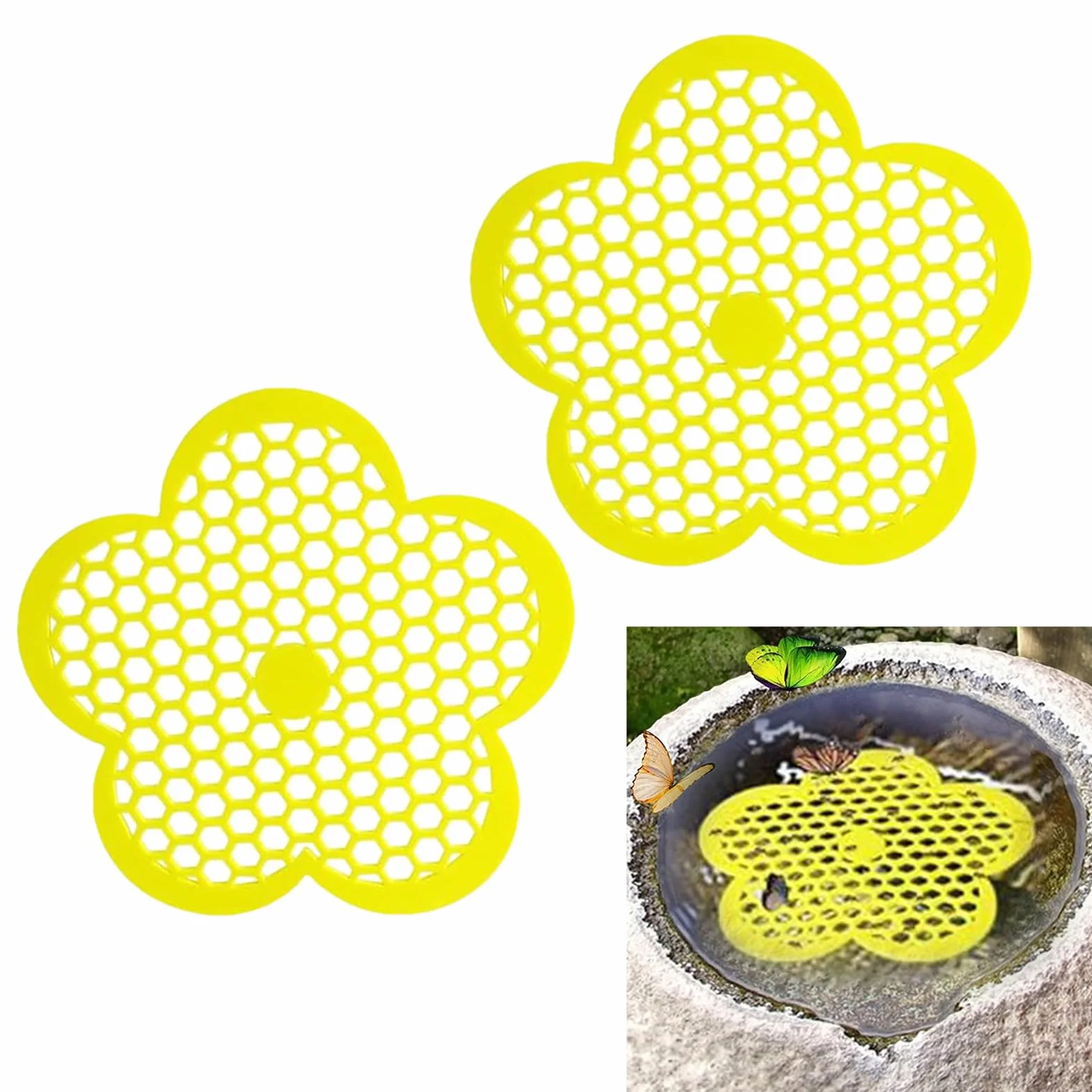 Abreuvoir pour Abeilles en Forme de Fleur 20 cm, Station d'Arrosage et Mangeoire à Papillons pour Jardin