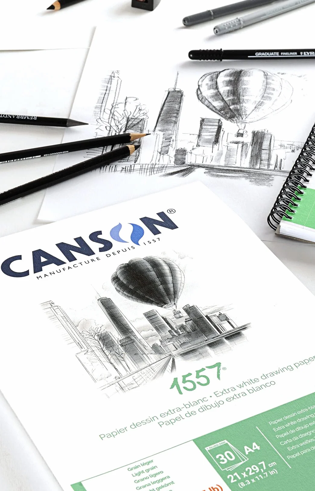 CANSON 1557 Bloc Papier Croquis A4 120g/m² 50 Feuilles