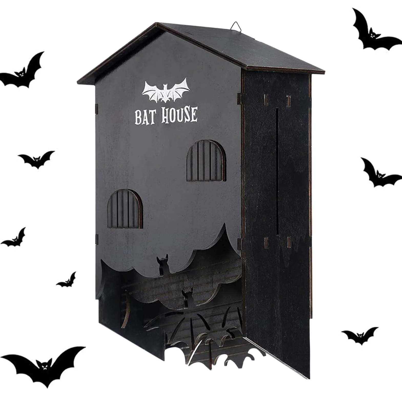 Maison pour Chauves Souris Extérieur - Nid en Bois Habitat 3 Chambres à Fixer au Mur