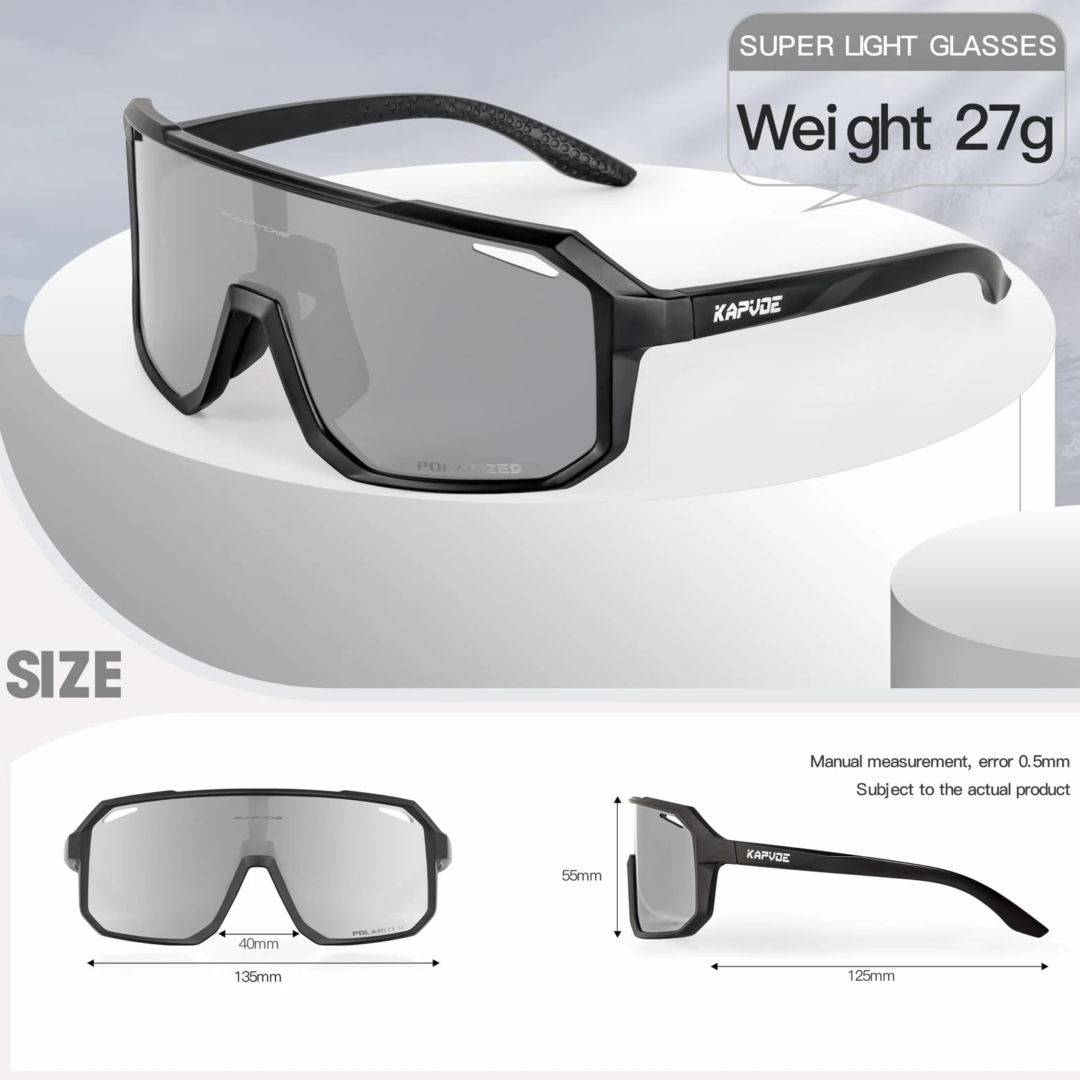 KAPVOE Lunette de Cyclisme Polarisées Homme Lunette VTT Femme Lunette Velo Lunette Course à Pied Lunette de Soleil Sport Lunette Velo Route Lunette de Soleil PêChe Course Conduite 3 Lentilles TR90