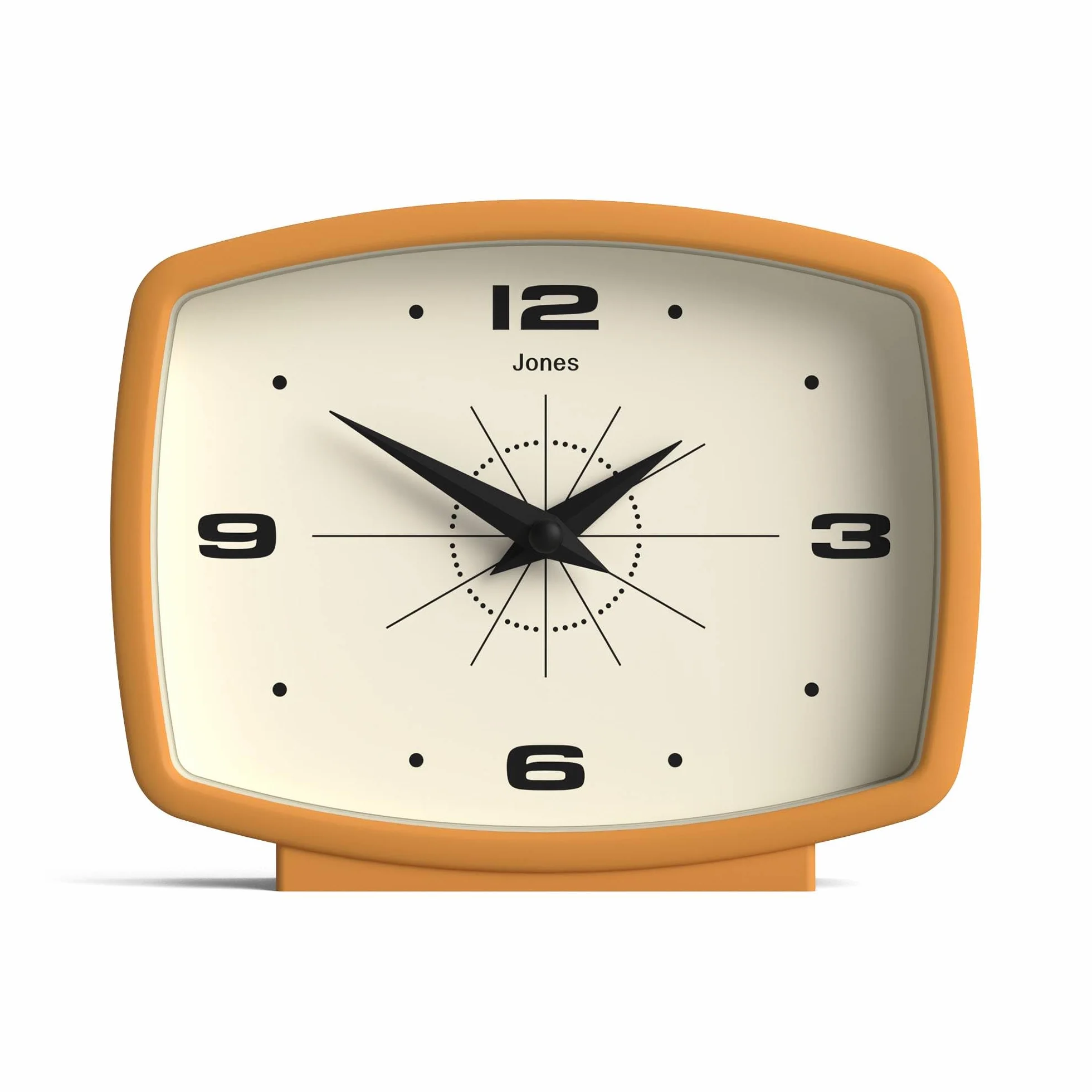 JONES CLOCKS® Horloge de Bureau Rétro Rectangulaire Jaune Moutarde Style Milieu du Siècle