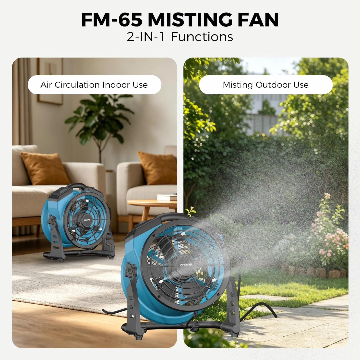 XPower FM-65 Ventilateur brumisateur d'extérieur oscillant haute vitesse