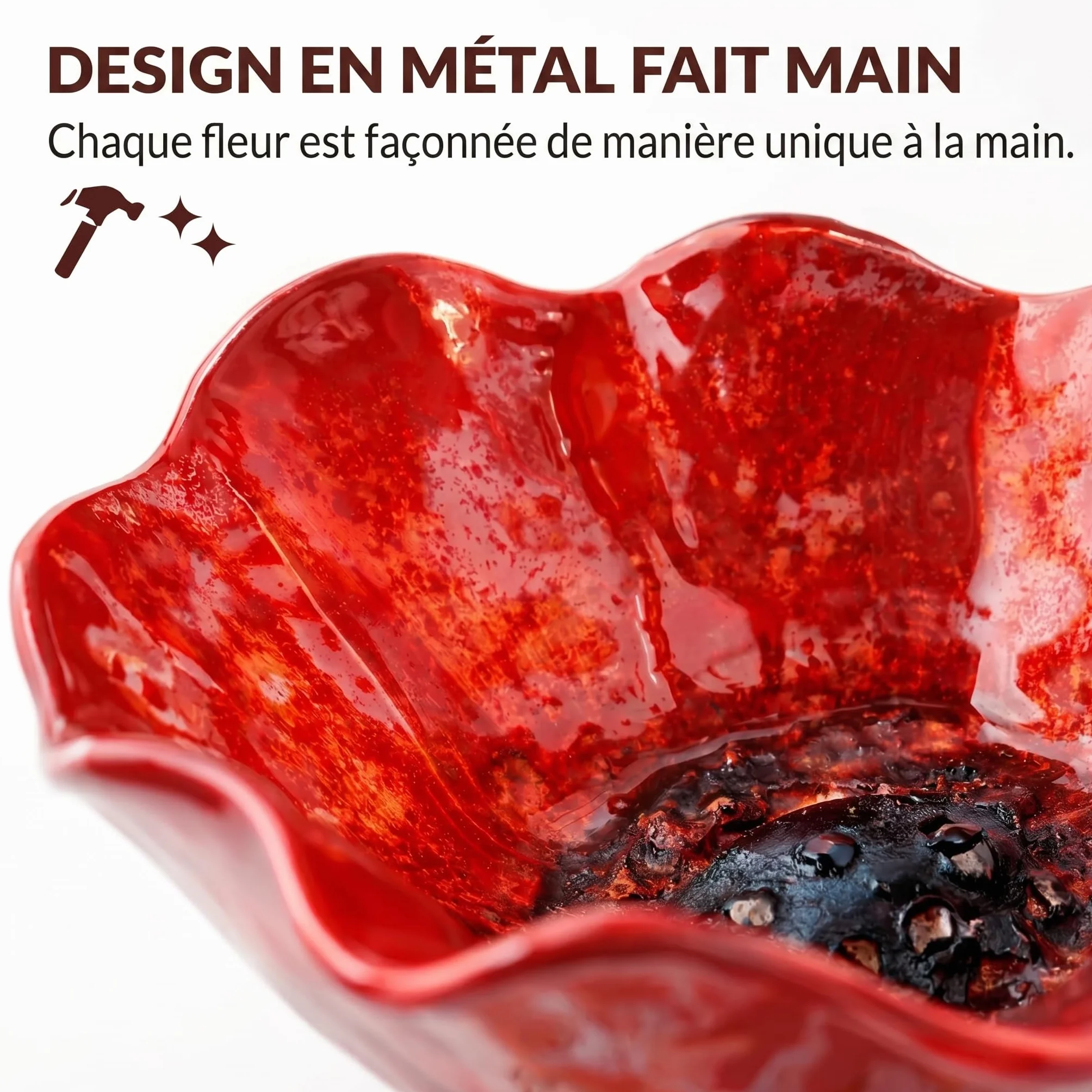 Mangeoire Oiseaux Extérieur Métal sur Pied 3 Pièces Forme Fleur pour Jardin