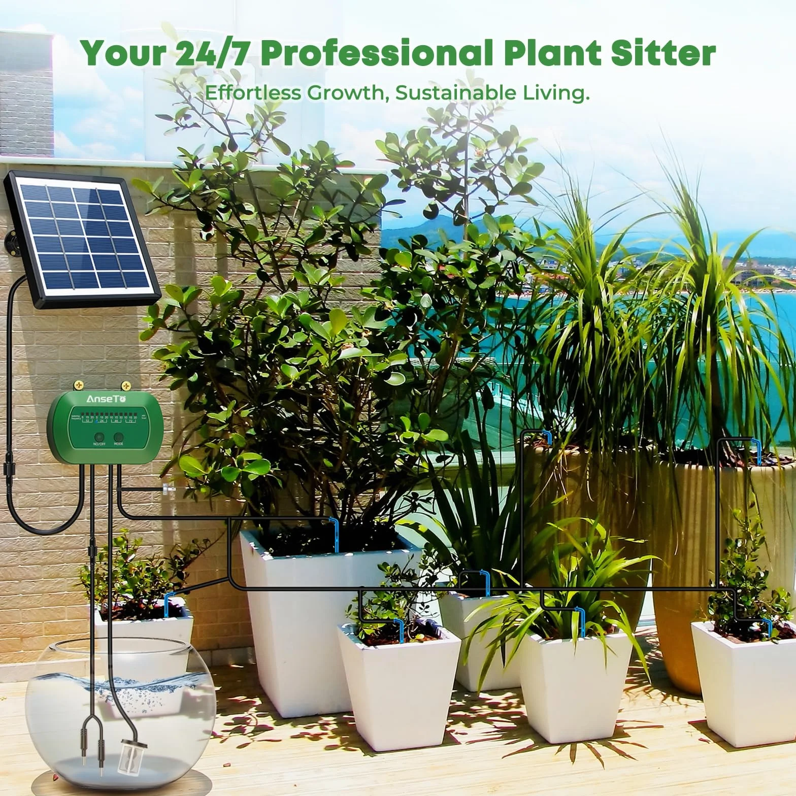 Kit Arrosage Automatique Solaire Jardin 15M Tuyau Goutte a Goutte Programmateur