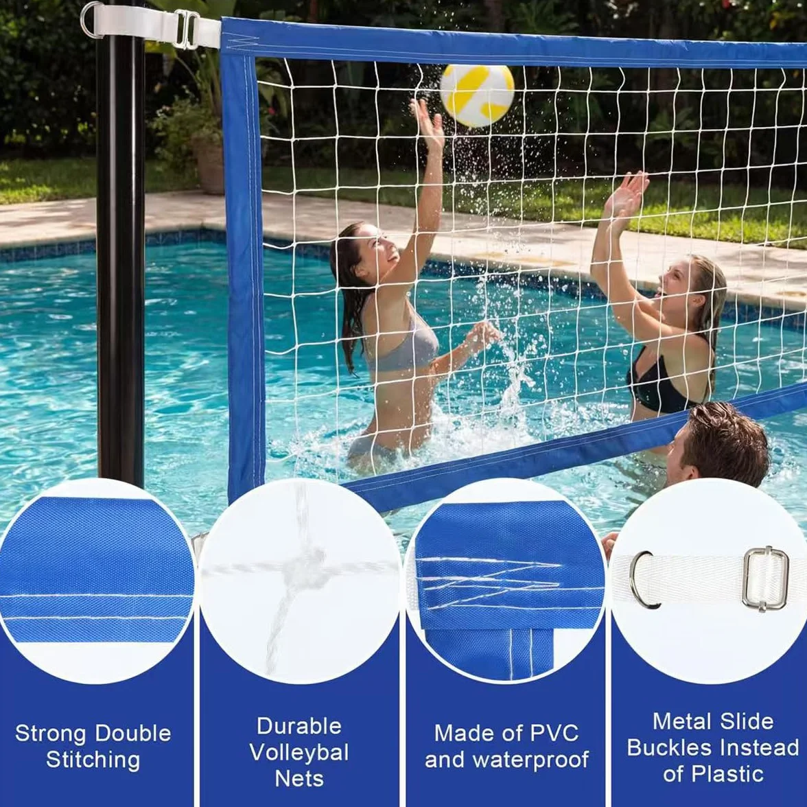 Filet de Volley de Remplacement pour Piscine 450×90 cm Filet de Volley Portable extérieur résistant pour Jeu Aquatique Plage Jardin fête d'été