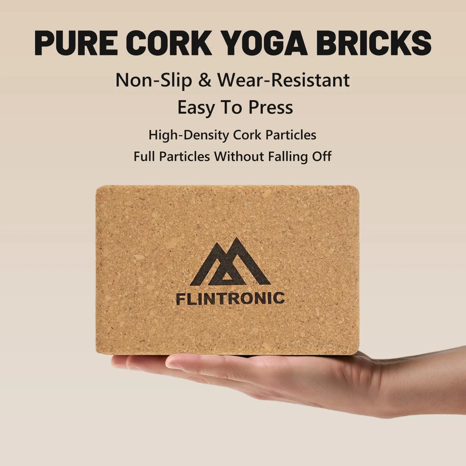Flintronic Lot de 2 Blocs de Yoga, Brique Yoga Liège, Briques Yoga, 100% Naturel Briques de Mousse de Fitness, pour Pilates, Yoga, Étirement, Accessoires de Fitness, 22.5x14.5x7.5CM