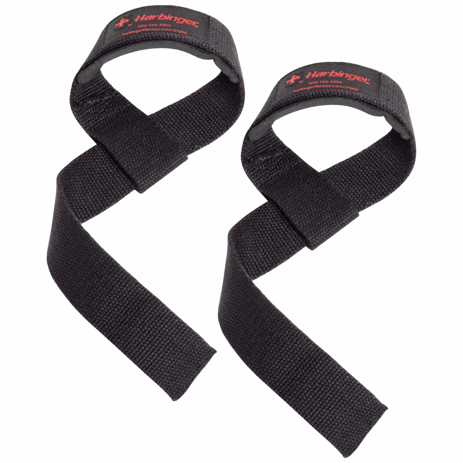 Harbinger 21.5" Sangles de levage en coton rembourrées- La longueur prolongée offre une prise plus forte, la couture robuste et les onglets enroulés augmentent la durabilité pour levées lourdes,Noir