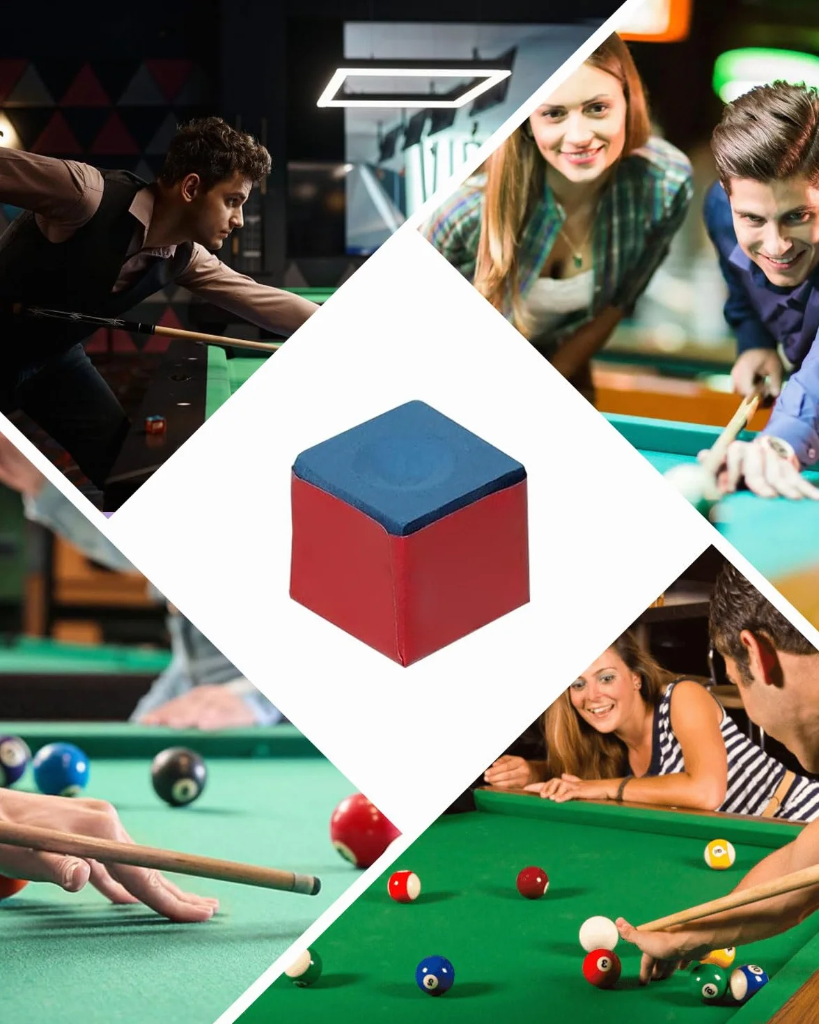 6 Pièces Billard Billard Craie Cue Chalk Pool Chalk Craie Billard Boîte Craie Billard Americain Idéals pour Tapis Billard No-Slip Adhérence Queue de Billard(bleu)