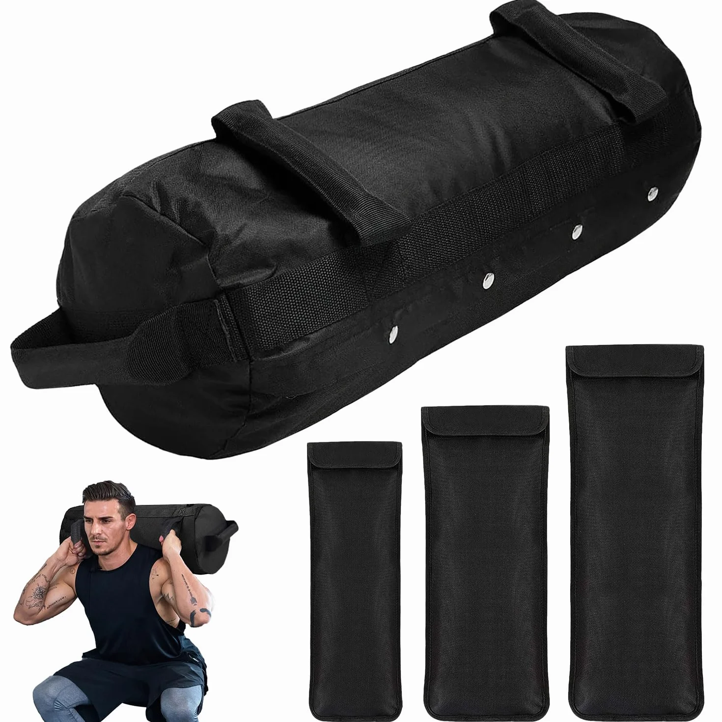 Ensemble de sacs de sable de fitness 5-30 kg avec 3 sacs intérieurs 6 poignées pour entraînement de force et haltérophilie