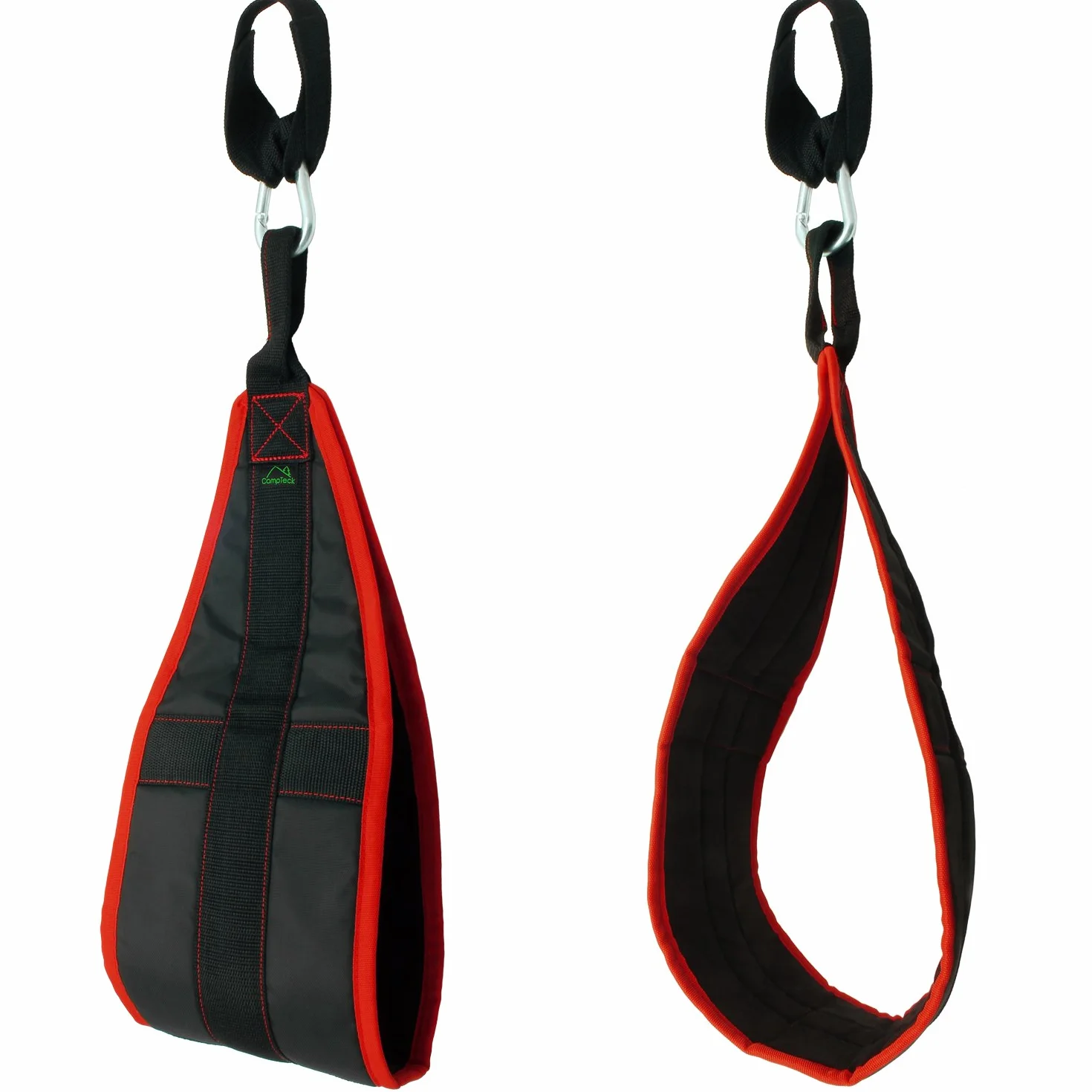 Sangles Abdominaux Rembourrées CampTeck U6833 avec Mousqueton pour Souspension, Gym Fitness, Noir, 1 Paire