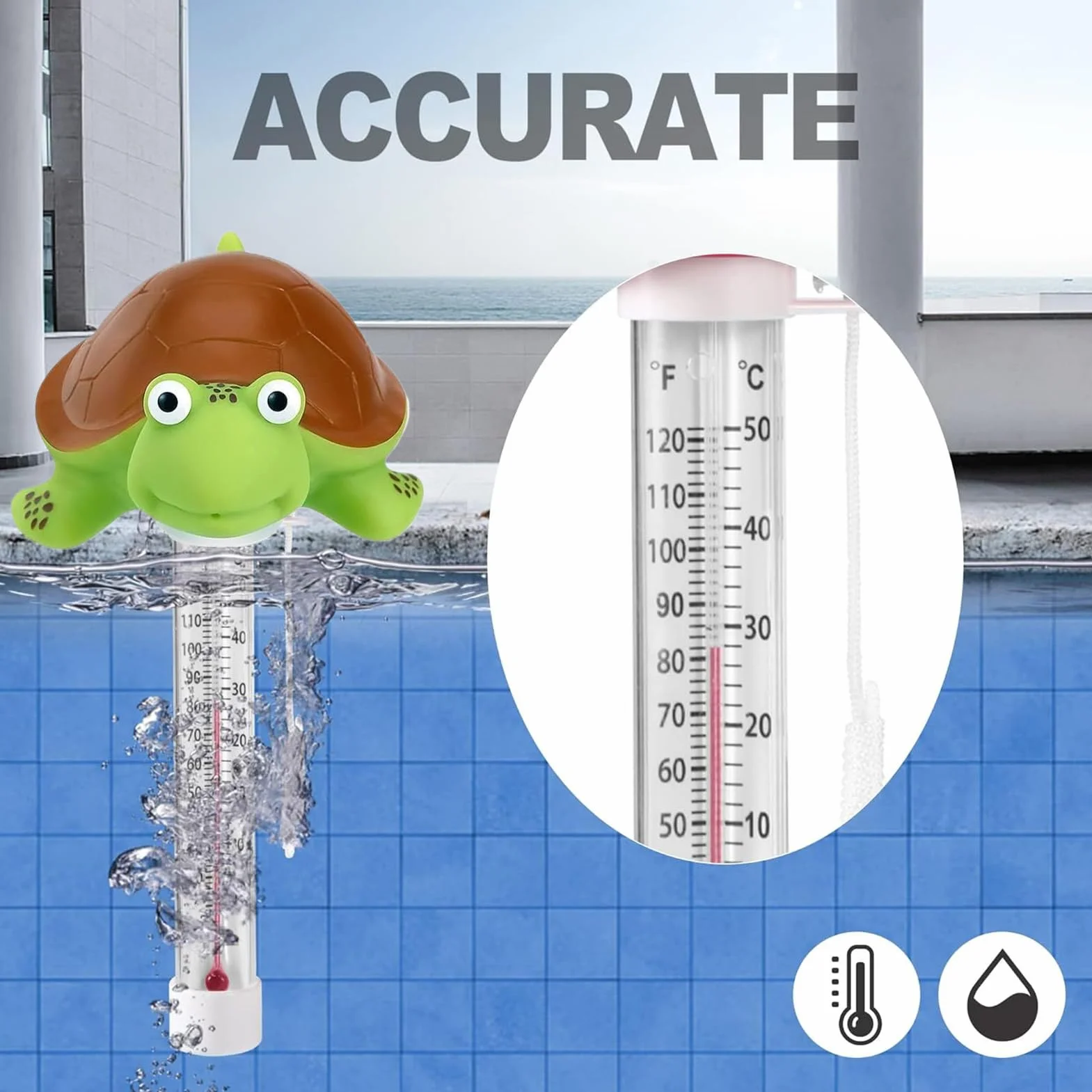 Thermomètre pour Piscine et Spa avec Grand Écran Design Forme Animale