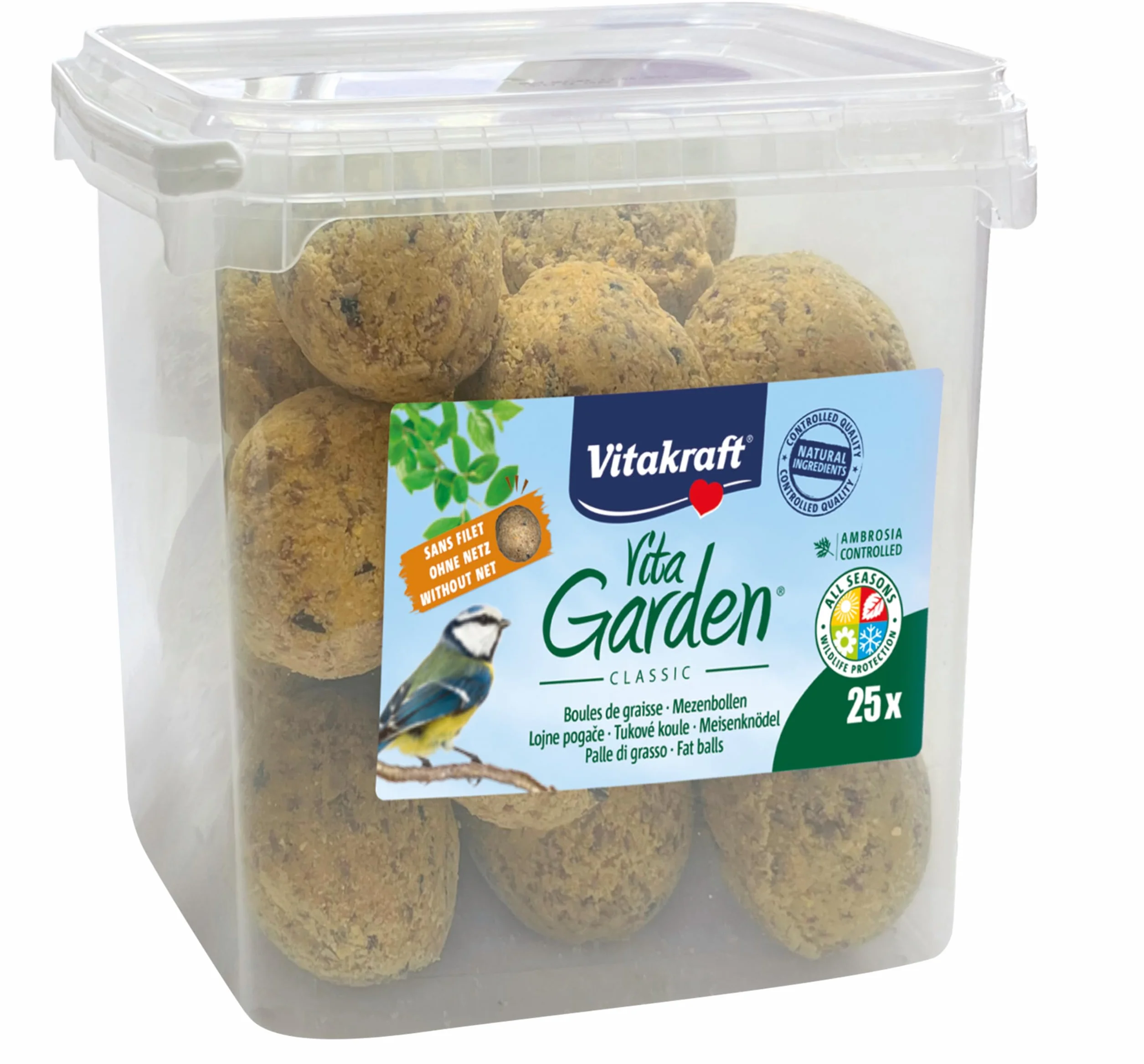 VITAKRAFT Vita Garden Seau de Boules de Graisse sans Filets pour Oiseaux 25 unités