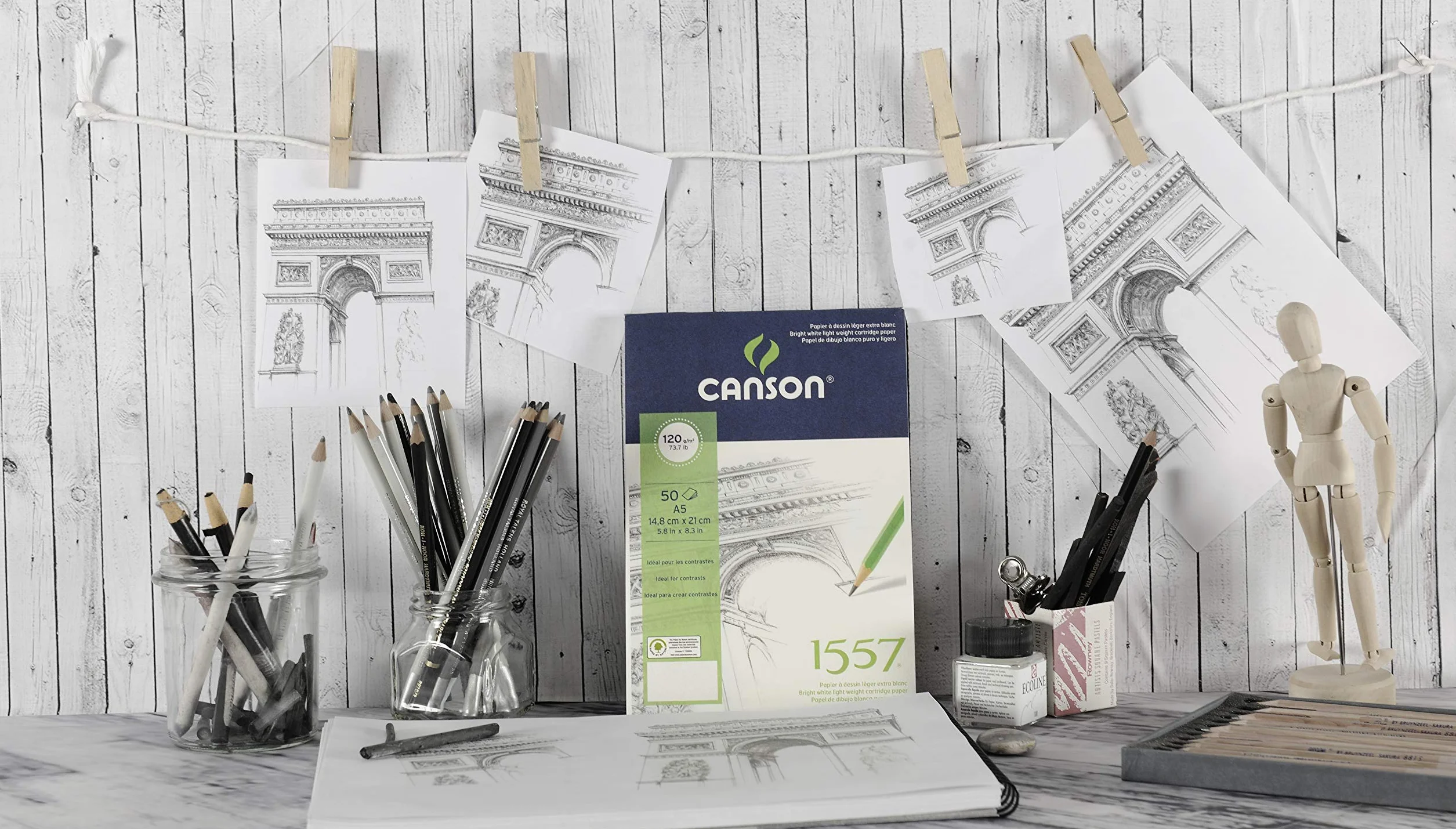 CANSON 1557 Bloc dessin A4 180g/m² 30 feuilles