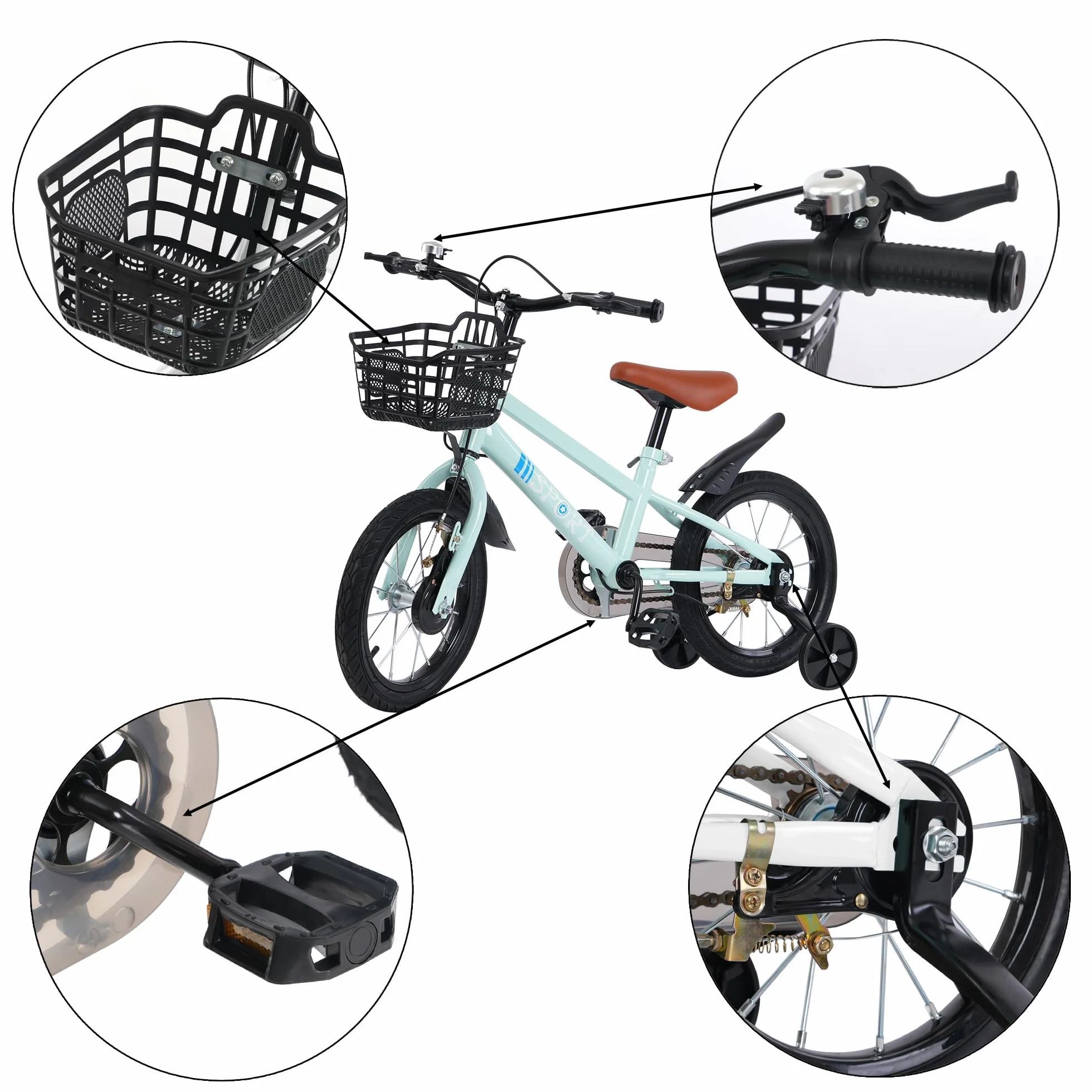 Vélo Enfant pour 2 à 8 Ans avec Roues Stabilisatrices, Draisienne Vélos avec Pédales et Rétropédalage pour Débutant, VTC pour Fille et Garçon
