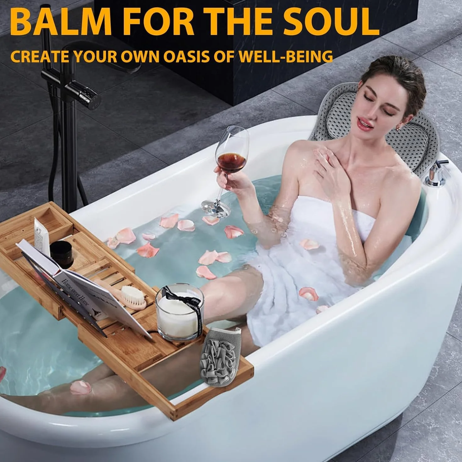 Oreiller de Bain Ergonomique avec Technologie 4D Air Mesh et 6 Ventouses pour Baignoire et Spa