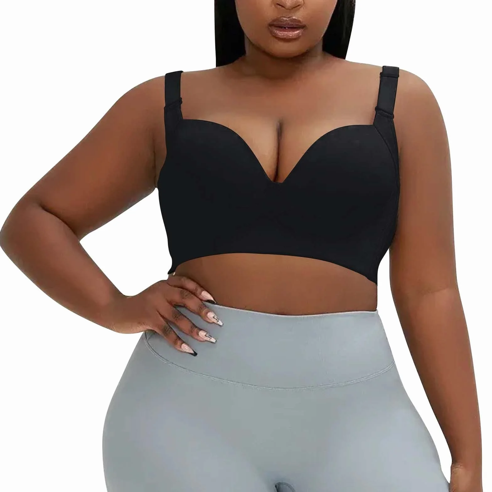 Soutien-Gorge Sexy Brillant de Grande Taille avec Ajustement Anti-affaissement sur Le côté de la Poitrine pour Femme Débardeur Chat