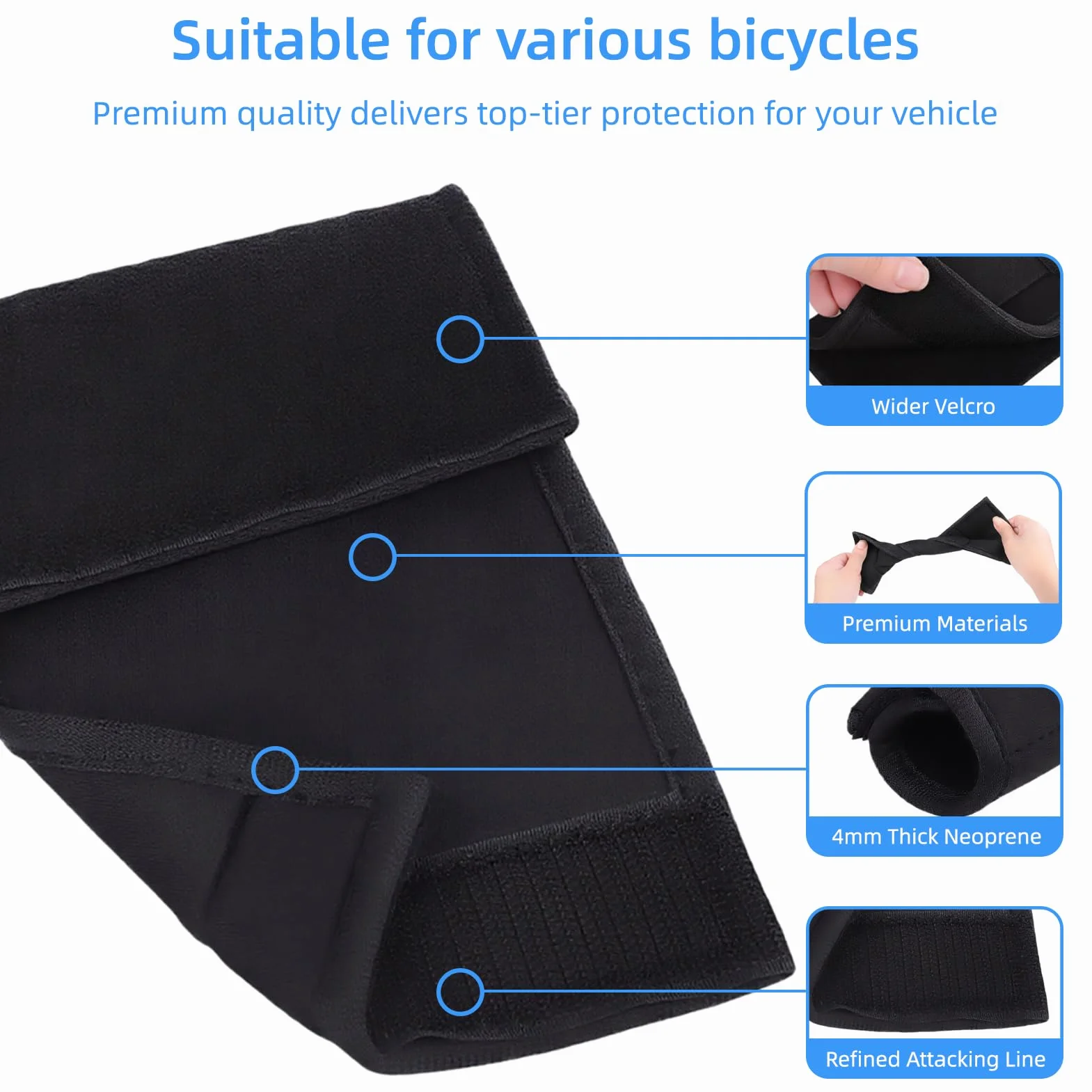Protection de Cadre de vélo avec 4 Tailles, Protection Cadre Velo pour VTT/Vélo Électrique/Course, Compatible Porte-Vélos Thule & Attelage, Accessoire Transport Sécurisé