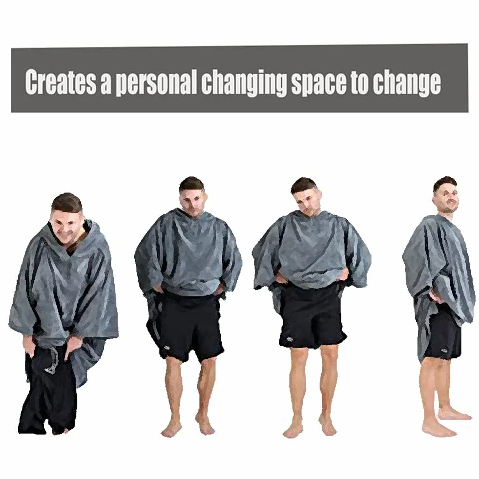 Surwin Serviette Poncho à Capuche Plage Adulte Poncho de Bain Surf en Microfibre Séchage Rapide Serviette à Changement Peignoir Piscine Robe pour Homme et Femme