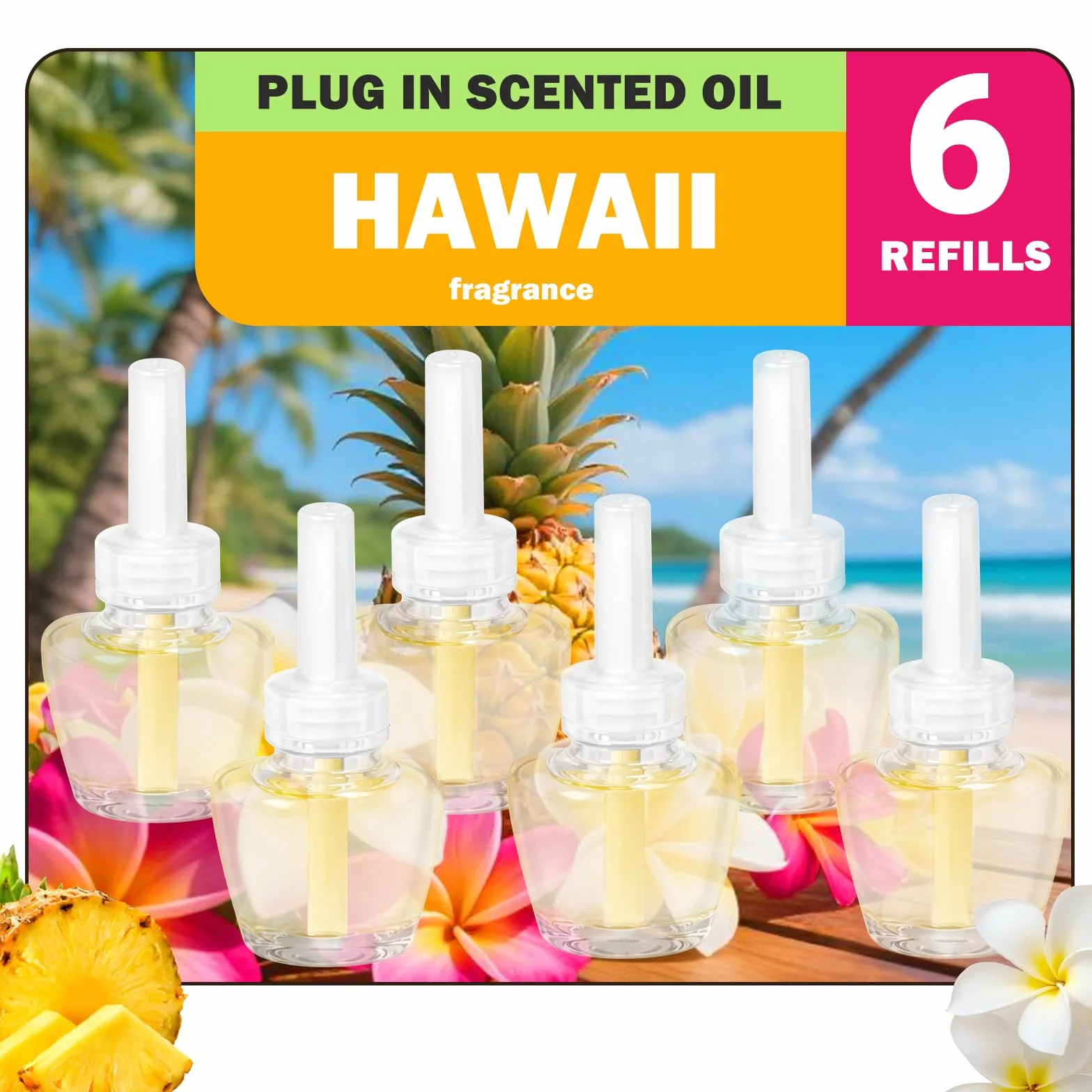 SCENTORINI Recharge Desodorisant Maison Parfum Hawaii 19MLx6 pour Air Wick Glade